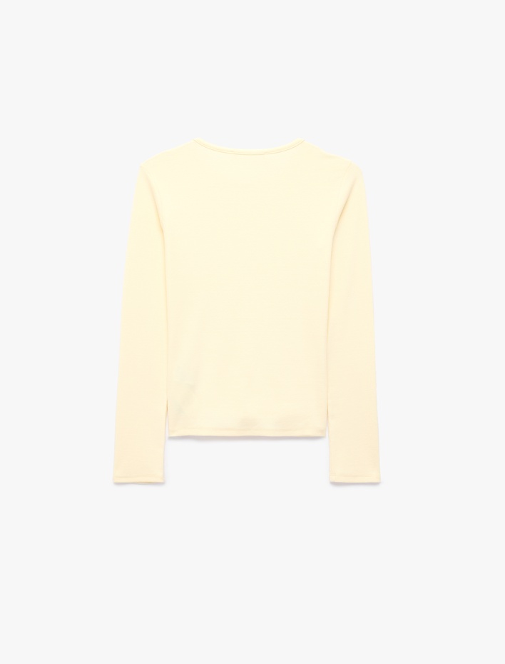  Modal Kumaş Slim Fit Bisiklet Yaka Uzun Kollu Tişört