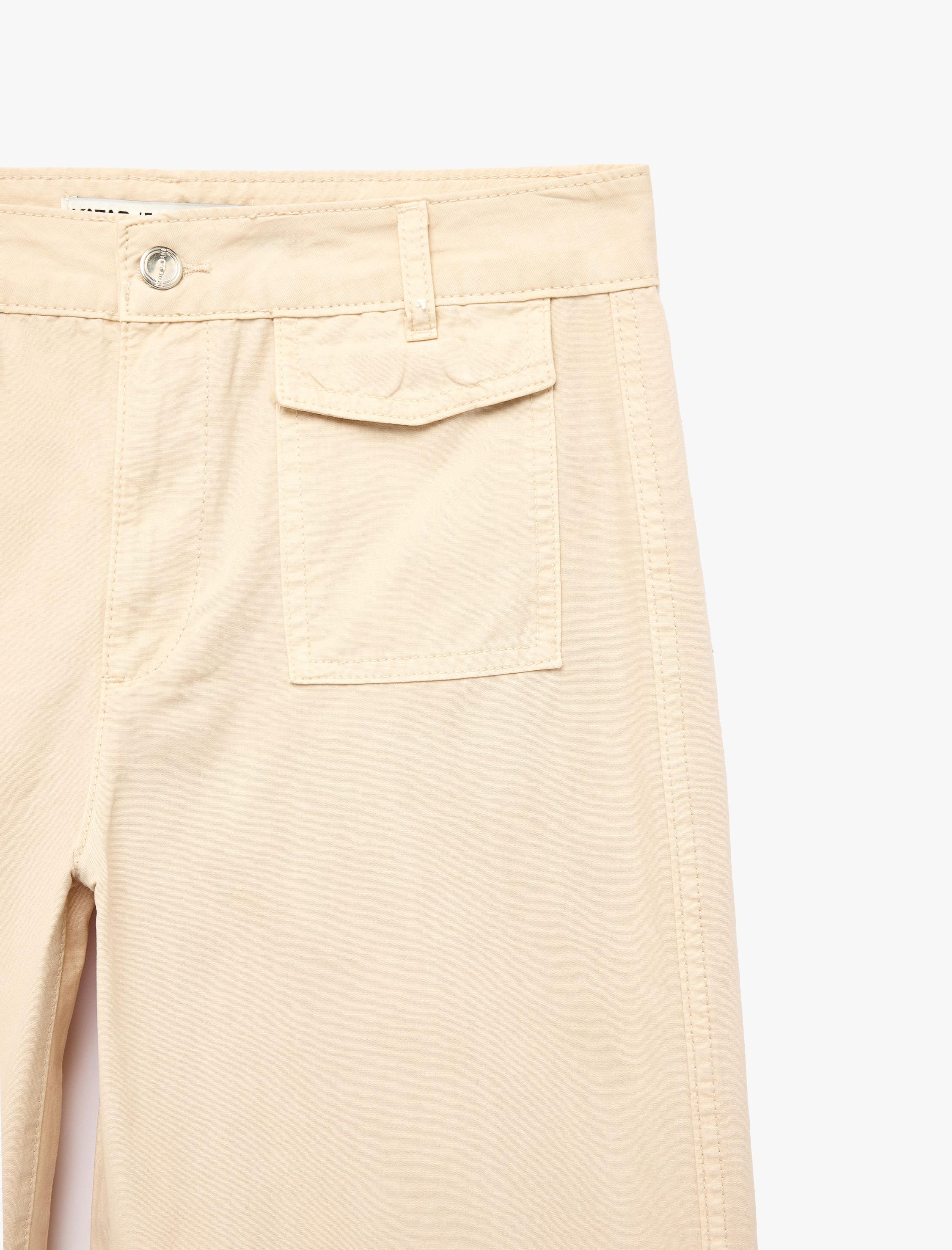   Pamuklu Düğmeli Normal Bel Cep Detaylı Bol Paça Pantolon - Culotte Jeans