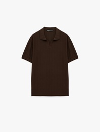 Regular Fit Kısa Kollu Dokulu Polo Yaka Tişört