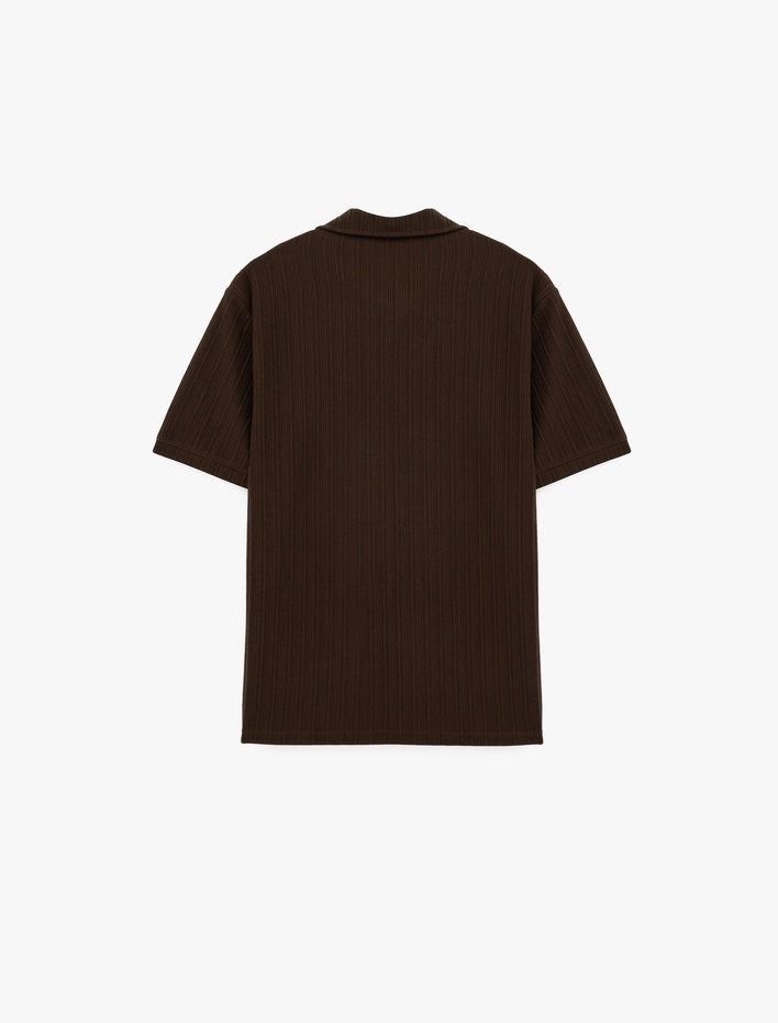  Regular Fit Kısa Kollu Dokulu Polo Yaka Tişört