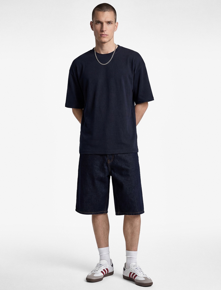 Koton Erkek Pamuklu Kısa Kollu Bisiklet Yaka Basic Oversize Tişört