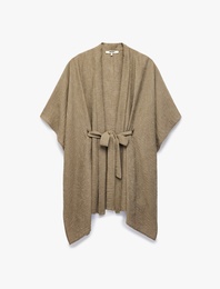 Viskon Kumaş Kuşak Detaylı Şal Yaka Kimono