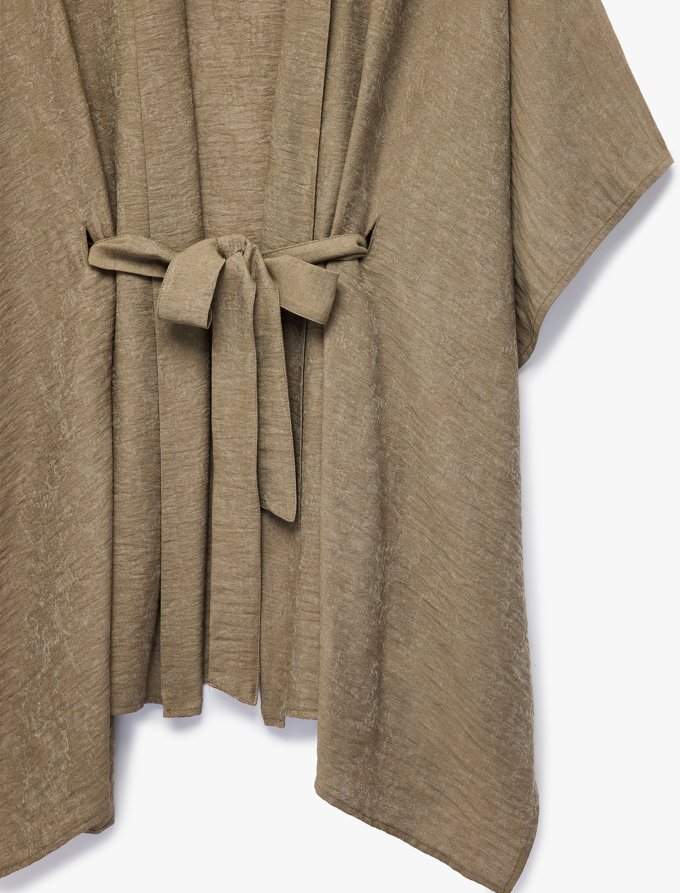   Viskon Kumaş Kuşak Detaylı Şal Yaka Kimono