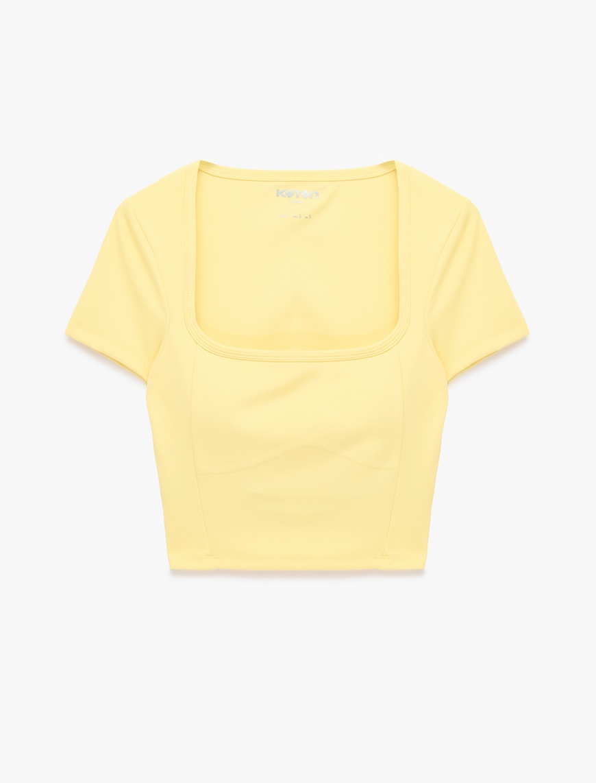 Koton Kadın Dar Kesim U Yaka Kısa Kollu Crop Spor Tişört