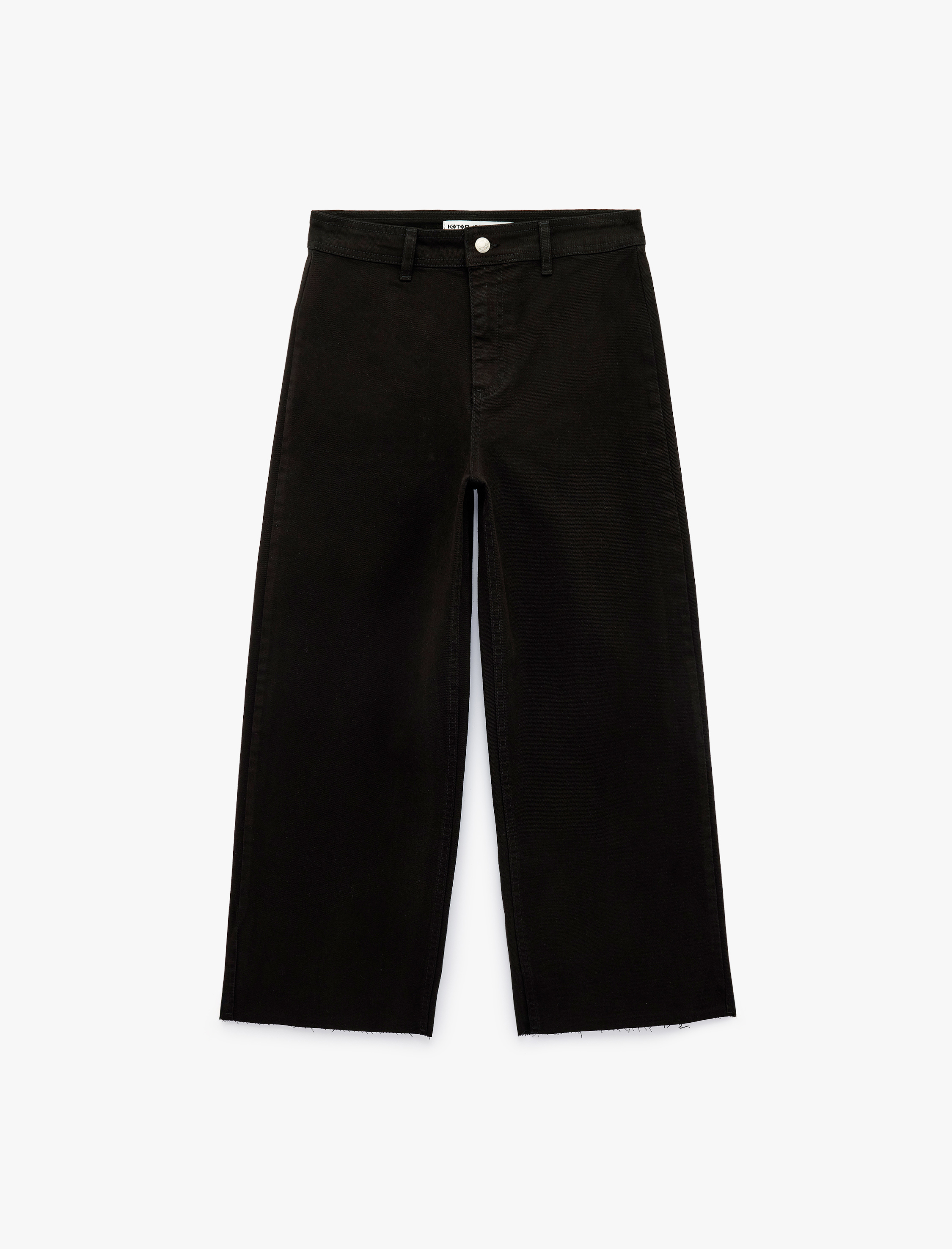   Cepli Rahat Kalıp Kesik Paça Yüksek Bel  Jean Pantolon - Culoette Jean