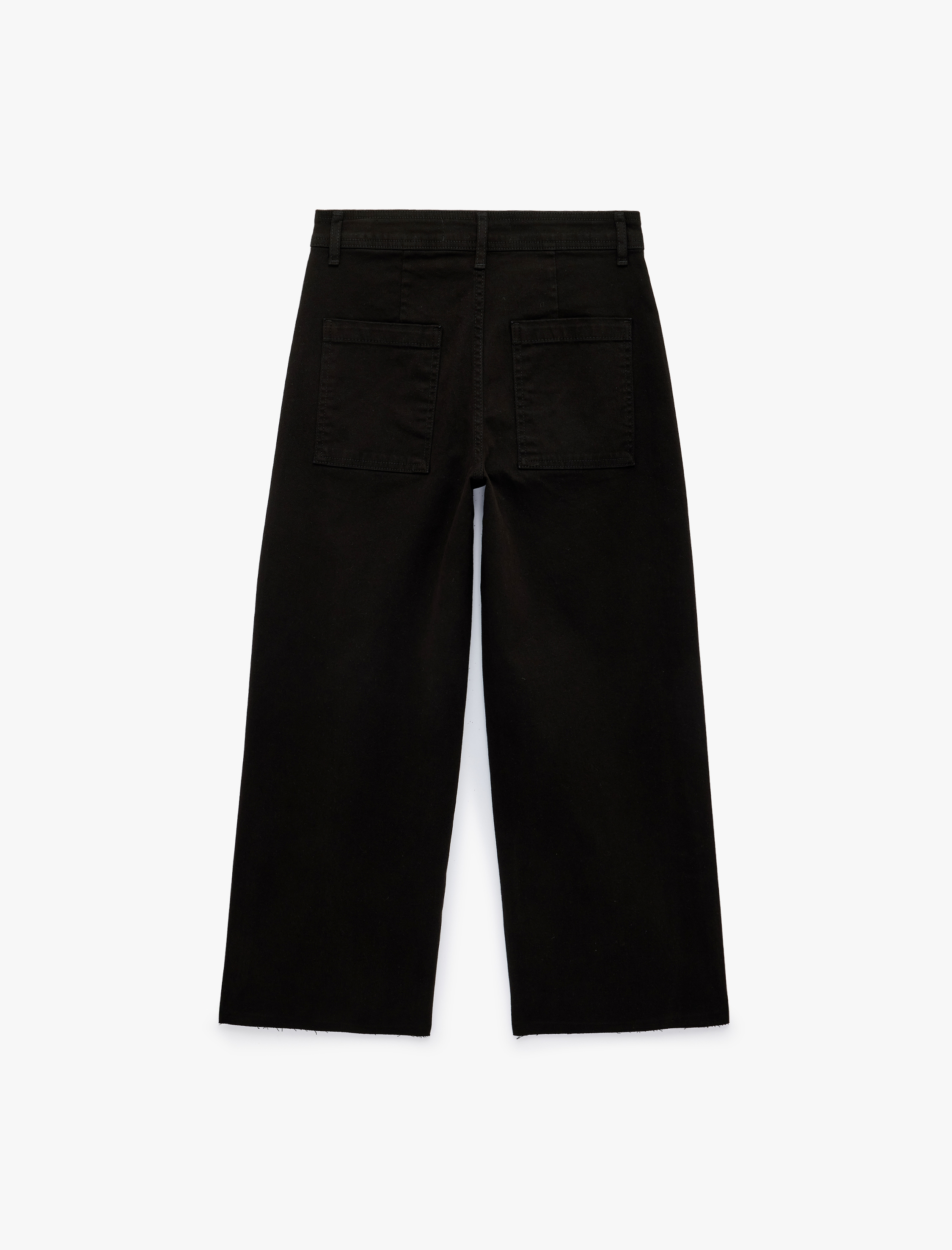   Cepli Rahat Kalıp Kesik Paça Yüksek Bel  Jean Pantolon - Culoette Jean