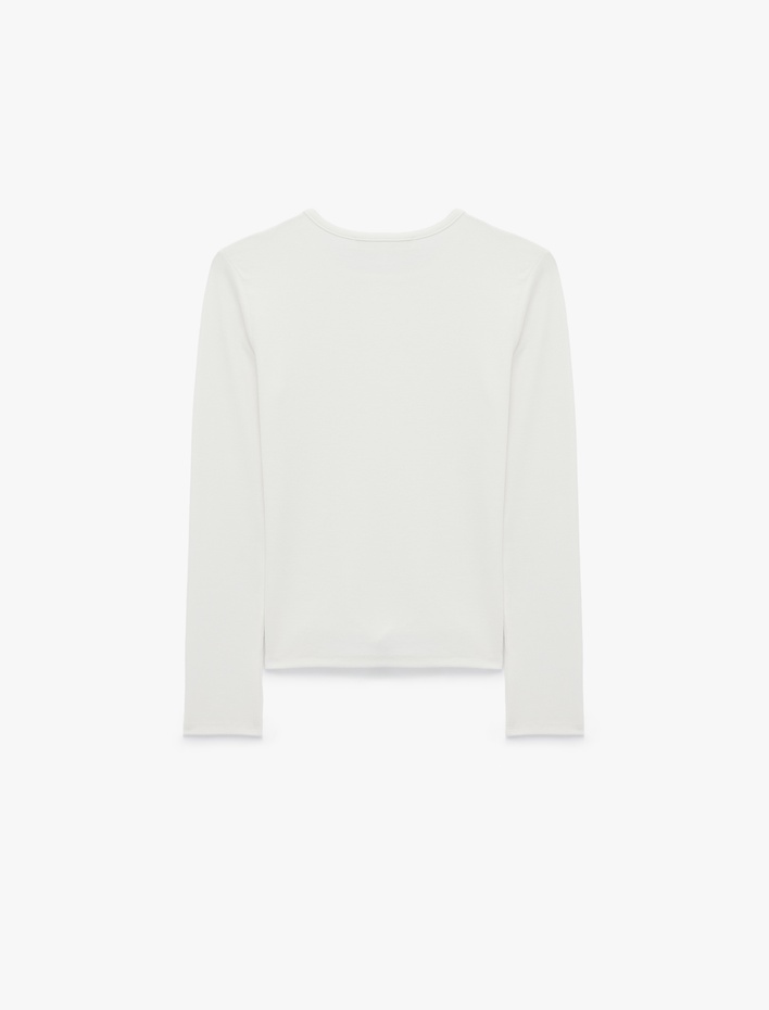  Modal Kumaş Slim Fit Bisiklet Yaka Uzun Kollu Tişört