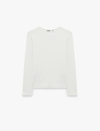 Modal Kumaş Slim Fit Bisiklet Yaka Uzun Kollu Tişört