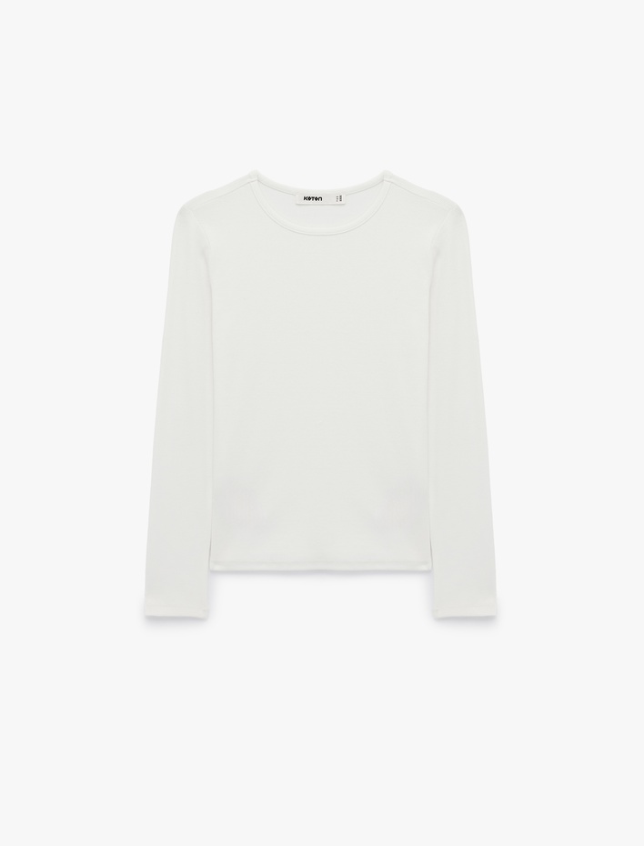  Modal Kumaş Slim Fit Bisiklet Yaka Uzun Kollu Tişört