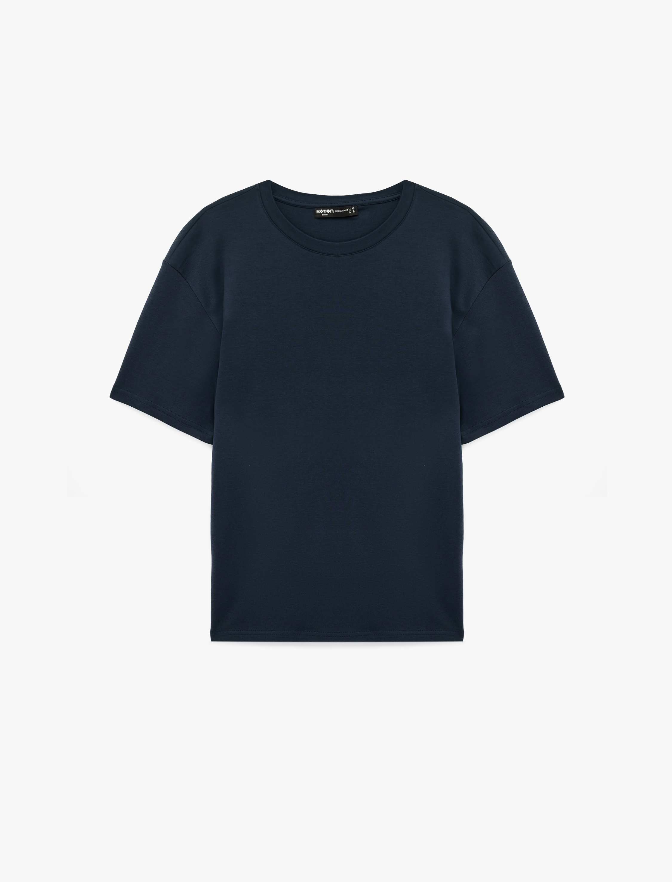   Pamuklu Bisiklet Yaka Kısa Kollu Basic Oversize Tişört