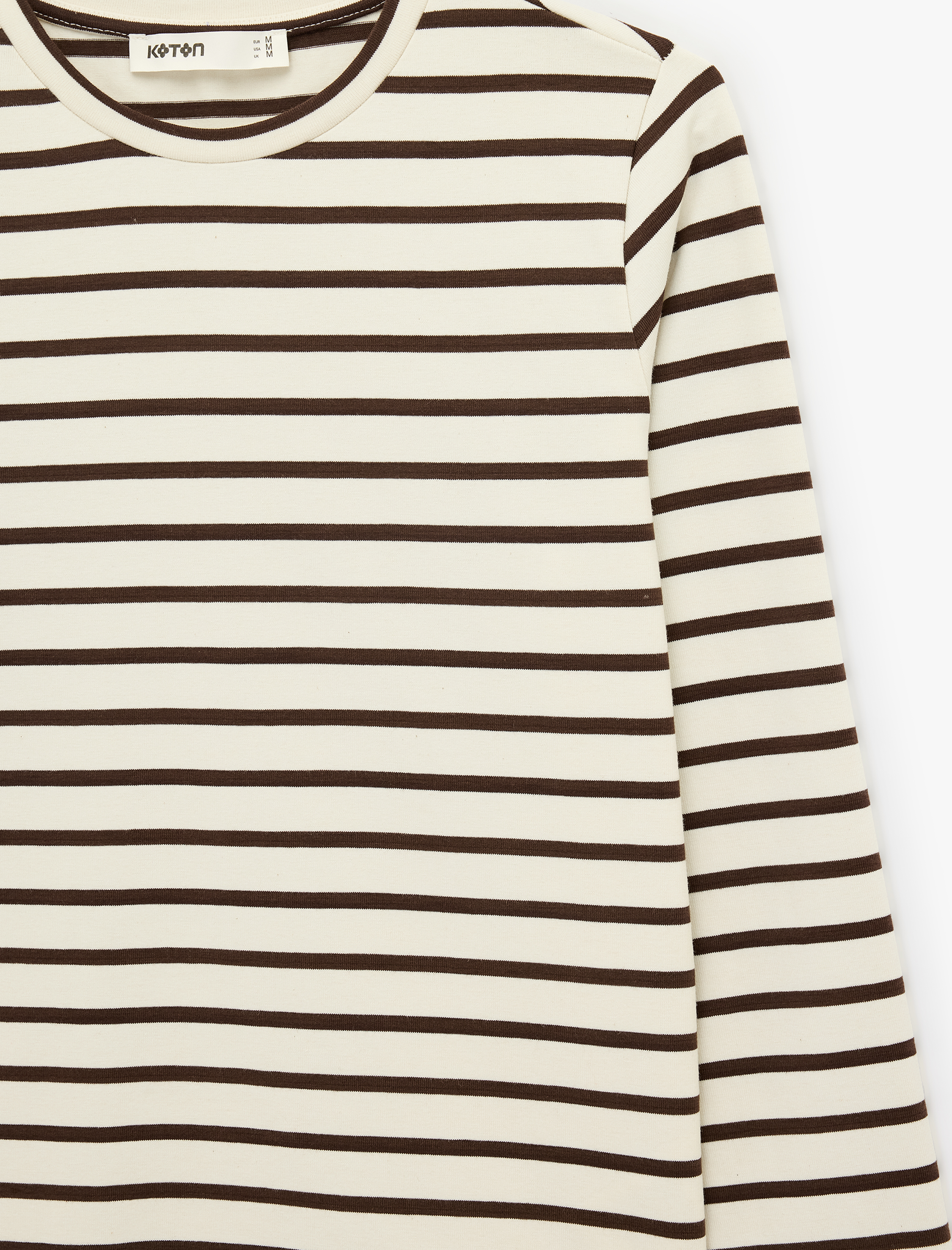   Slim Fit Bisiklet Yaka Uzun Kollu Çizgili Tişört