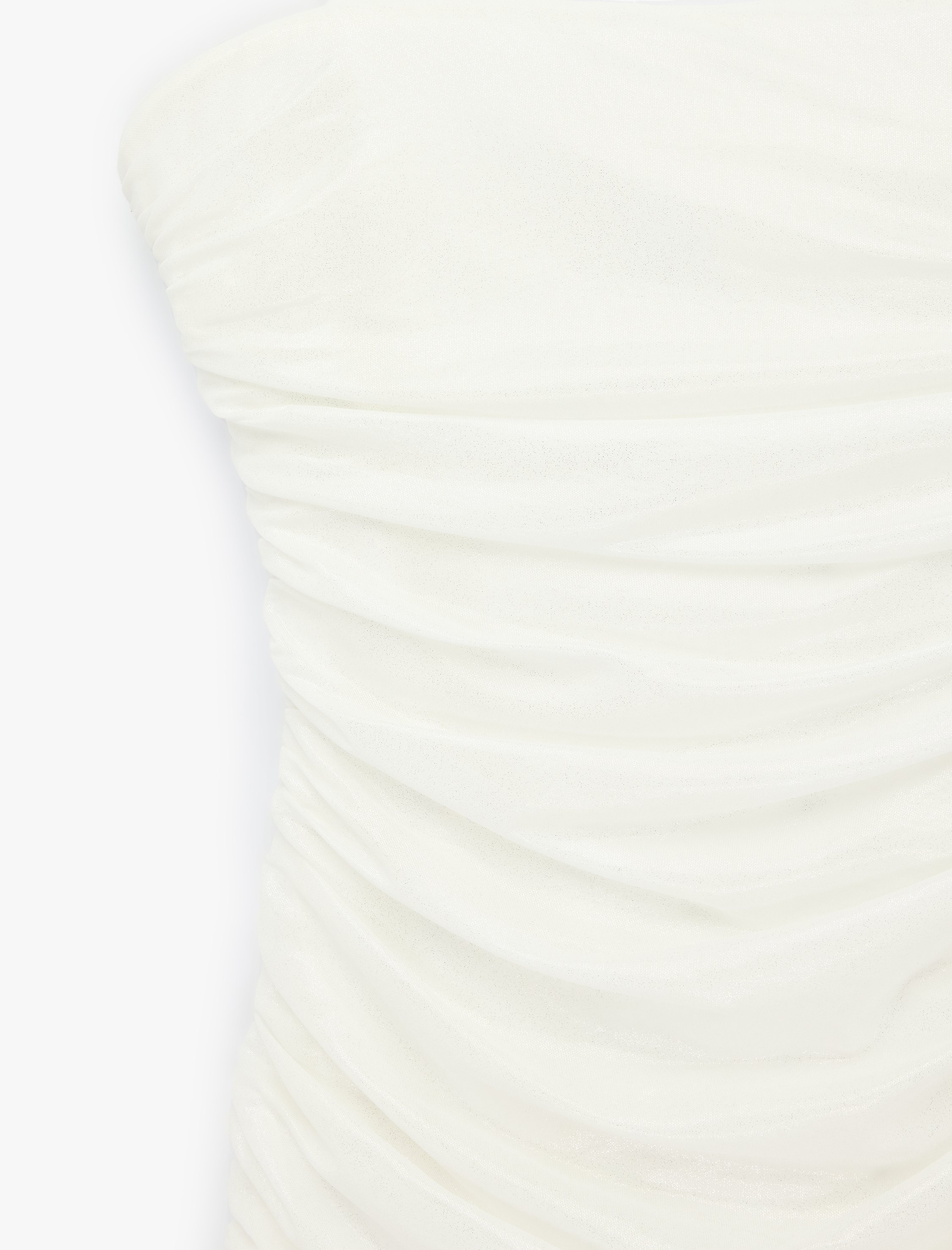   İp Askılı Drape Detaylı Katlı Tül Simli Mini Bridal Elbise