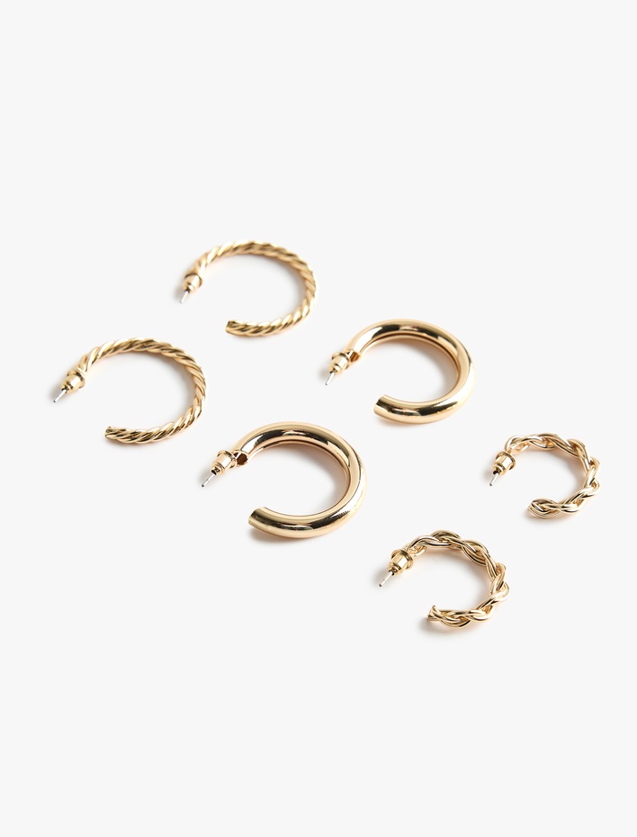 Kadın 3'lü Burgu Halka Küpe Seti