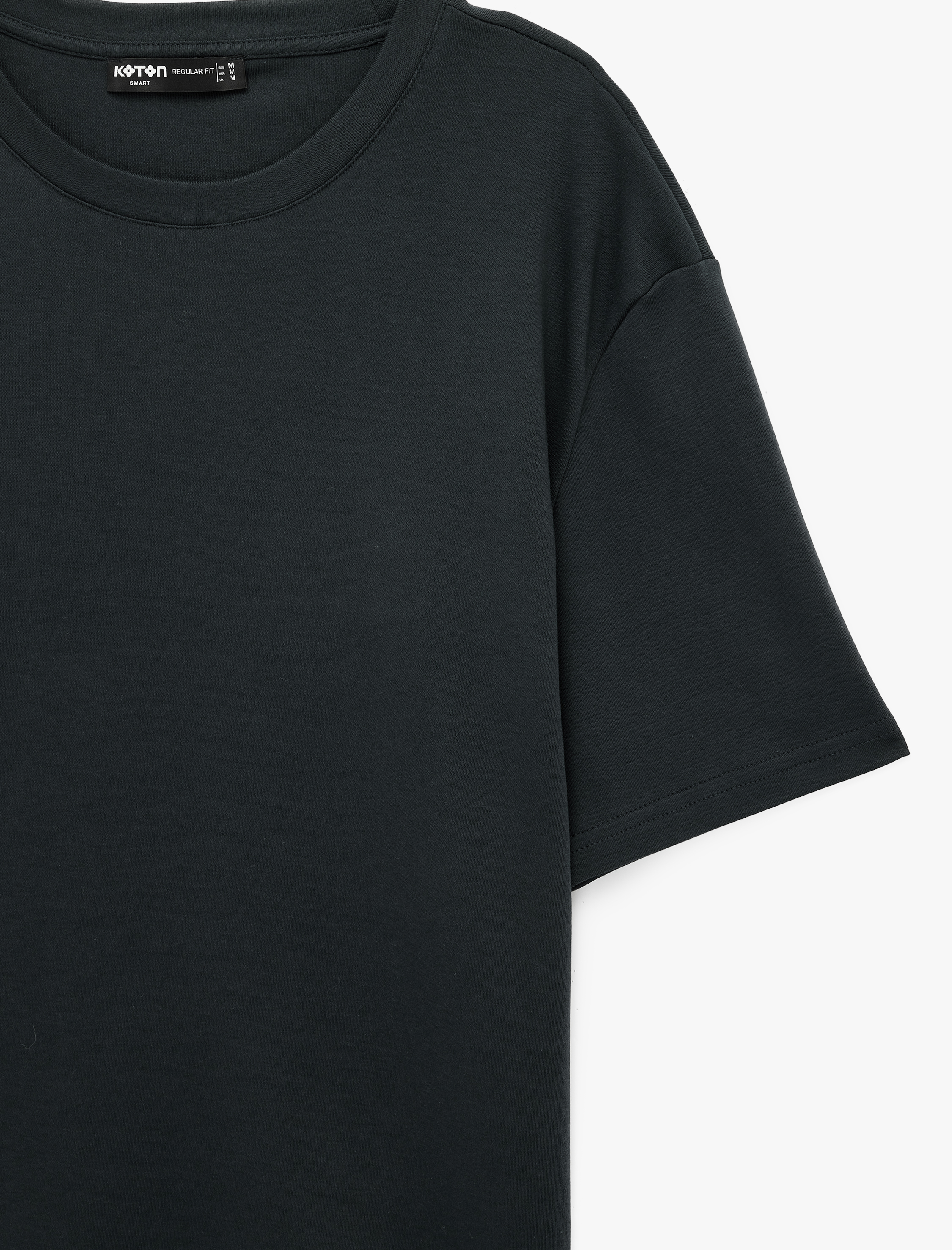   Pamuklu Bisiklet Yaka Kısa Kollu Basic Oversize Tişört