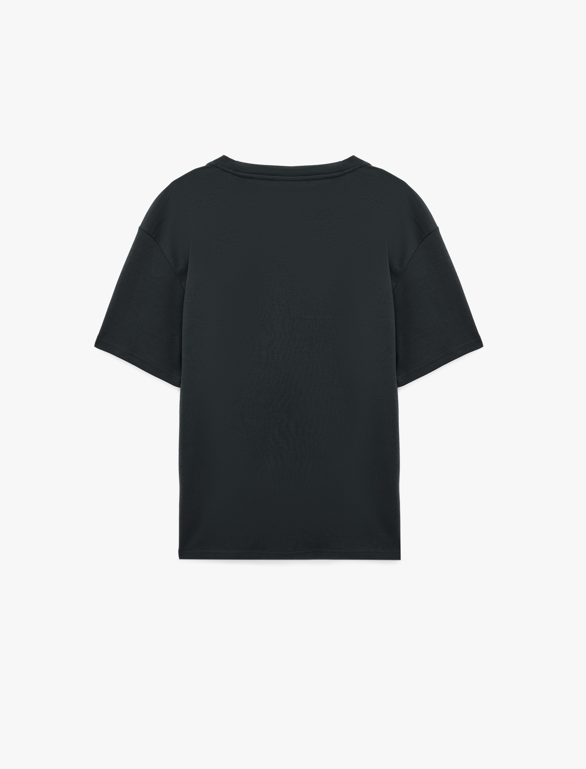   Pamuklu Bisiklet Yaka Kısa Kollu Basic Oversize Tişört
