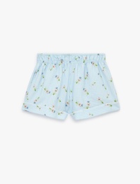 Viskon Kumaş Rahat Kalıp Çiçek Desenli Çizgili Şort Pijama Altı