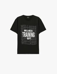 Regular Fit Bisiklet Yaka Kısa Kollu Baskılı Spor Tişört