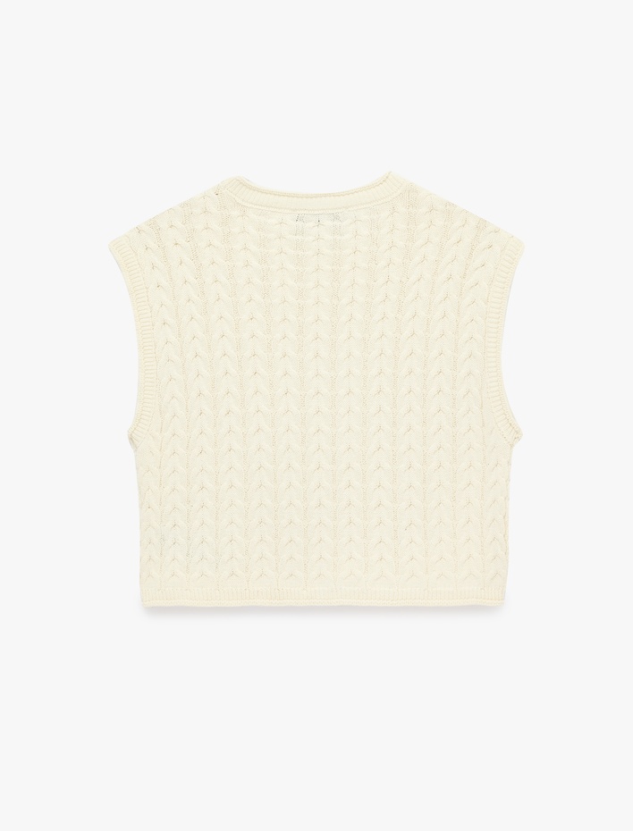  Kolsuz Bisiklet Yaka Saç Örgü Crop Süveter