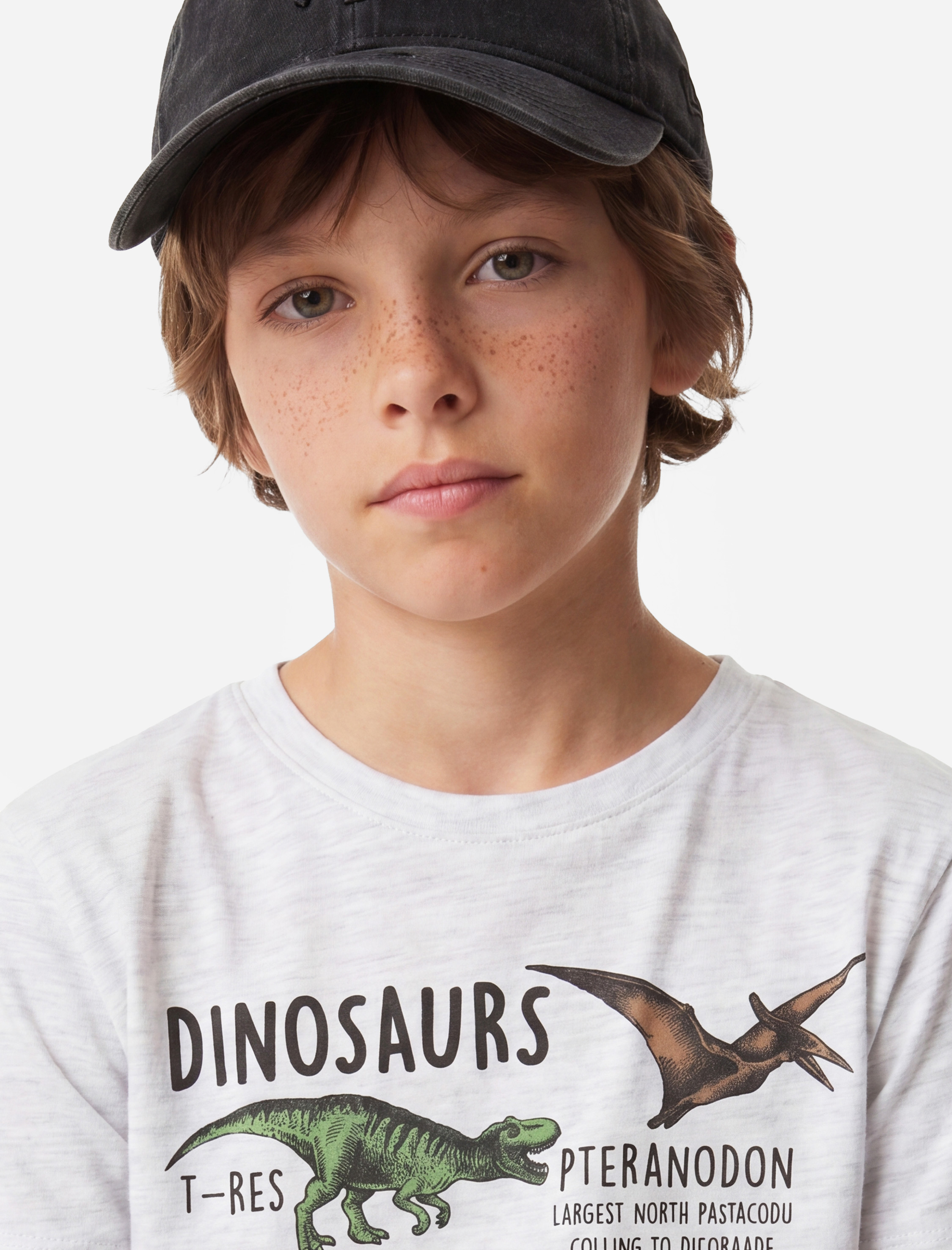  Erkek Çocuk Kısa Kollu Bisiklet Yaka Dinozor Baskılı Tişört