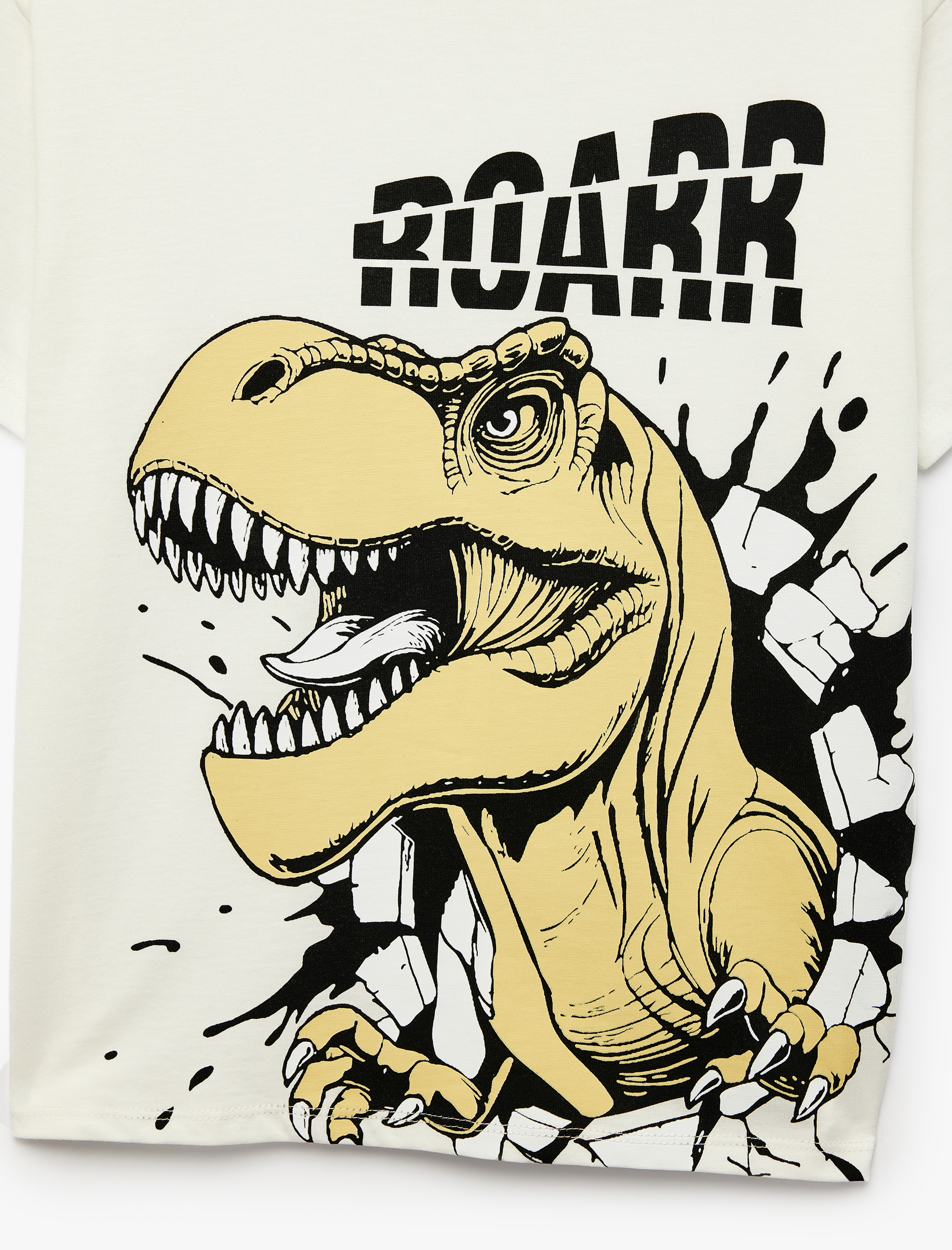  Erkek Çocuk Kısa Kollu Bisiklet Yaka Pamuklu Dinozor Baskılı Tişört