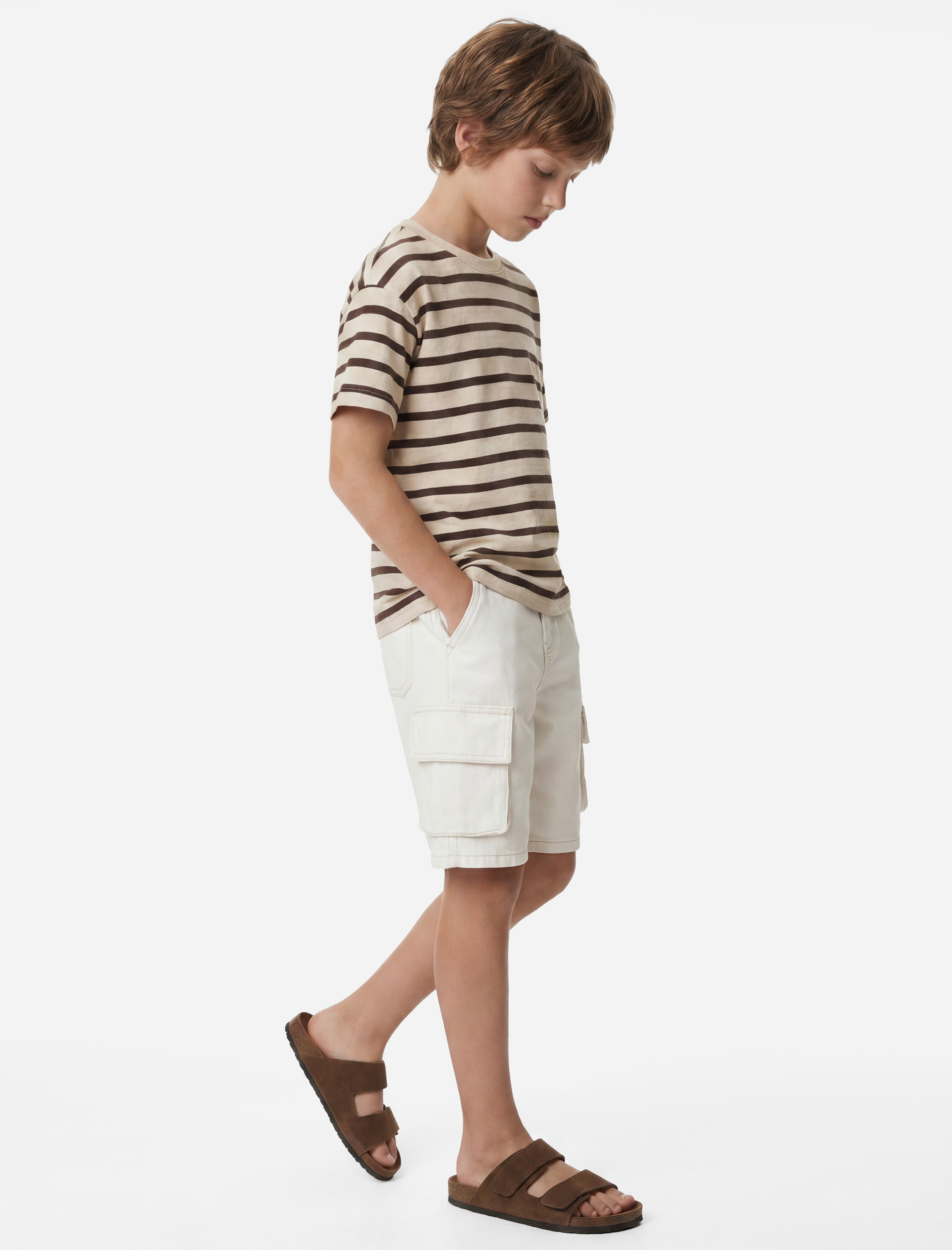  Erkek Çocuk Pamuklu Loose Fit Cep Detaylı Kargo Şort