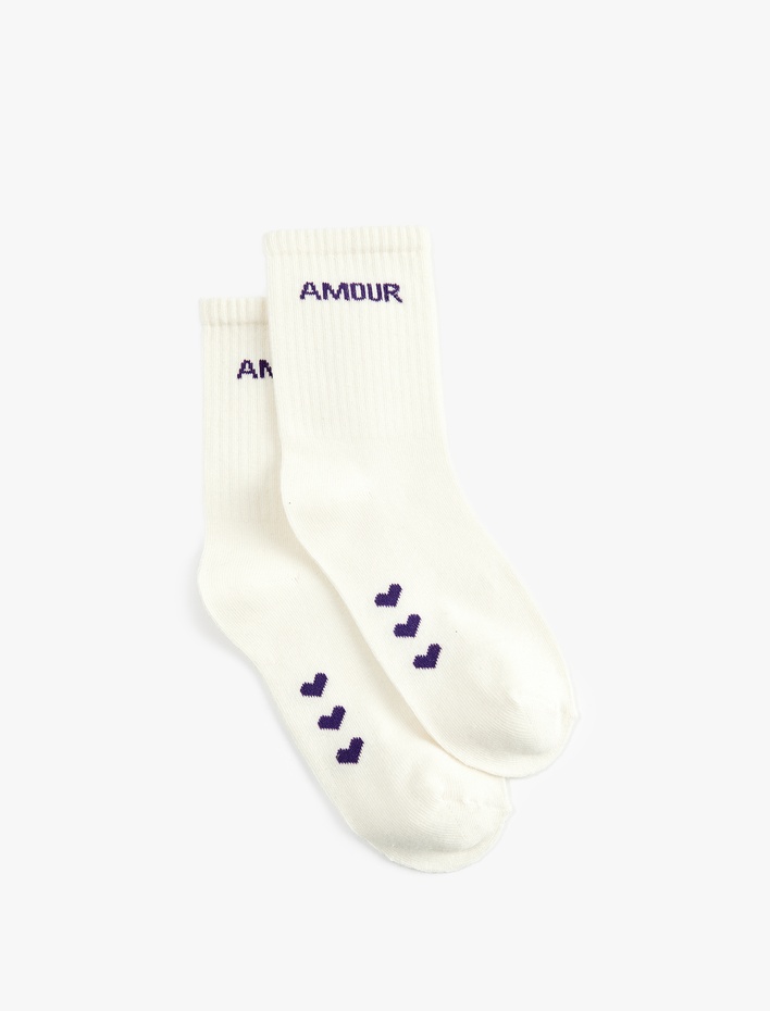 Kadın Kalp Baskılı Soket Tenis Çorabı