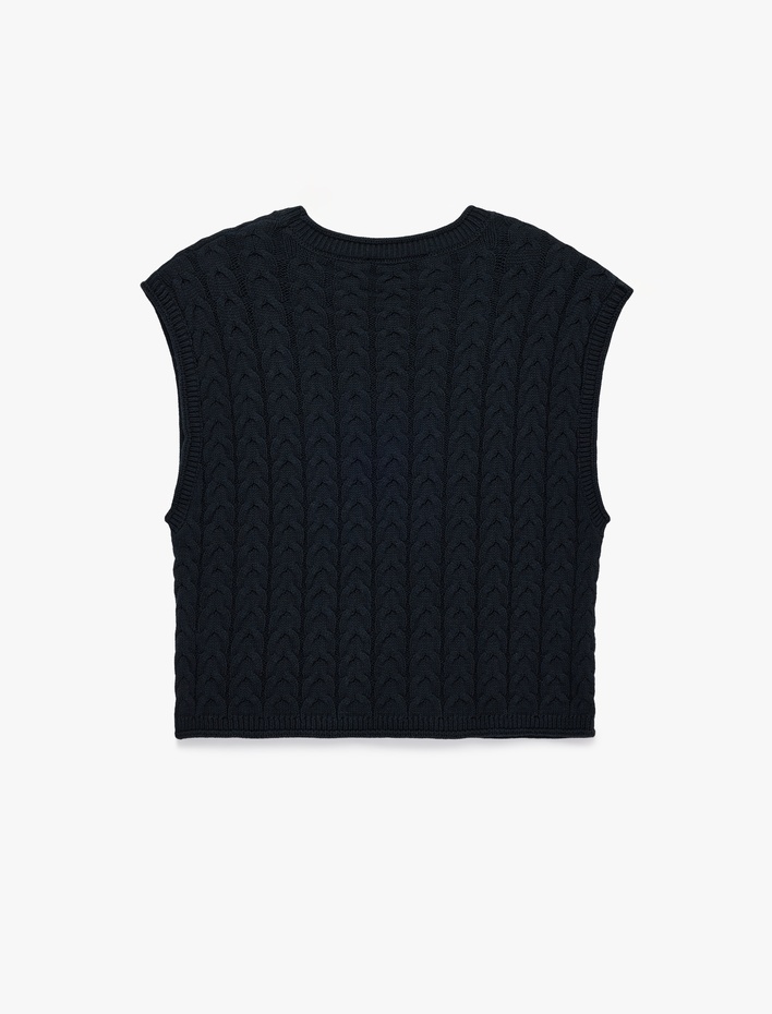  Kolsuz Bisiklet Yaka Saç Örgü Crop Süveter