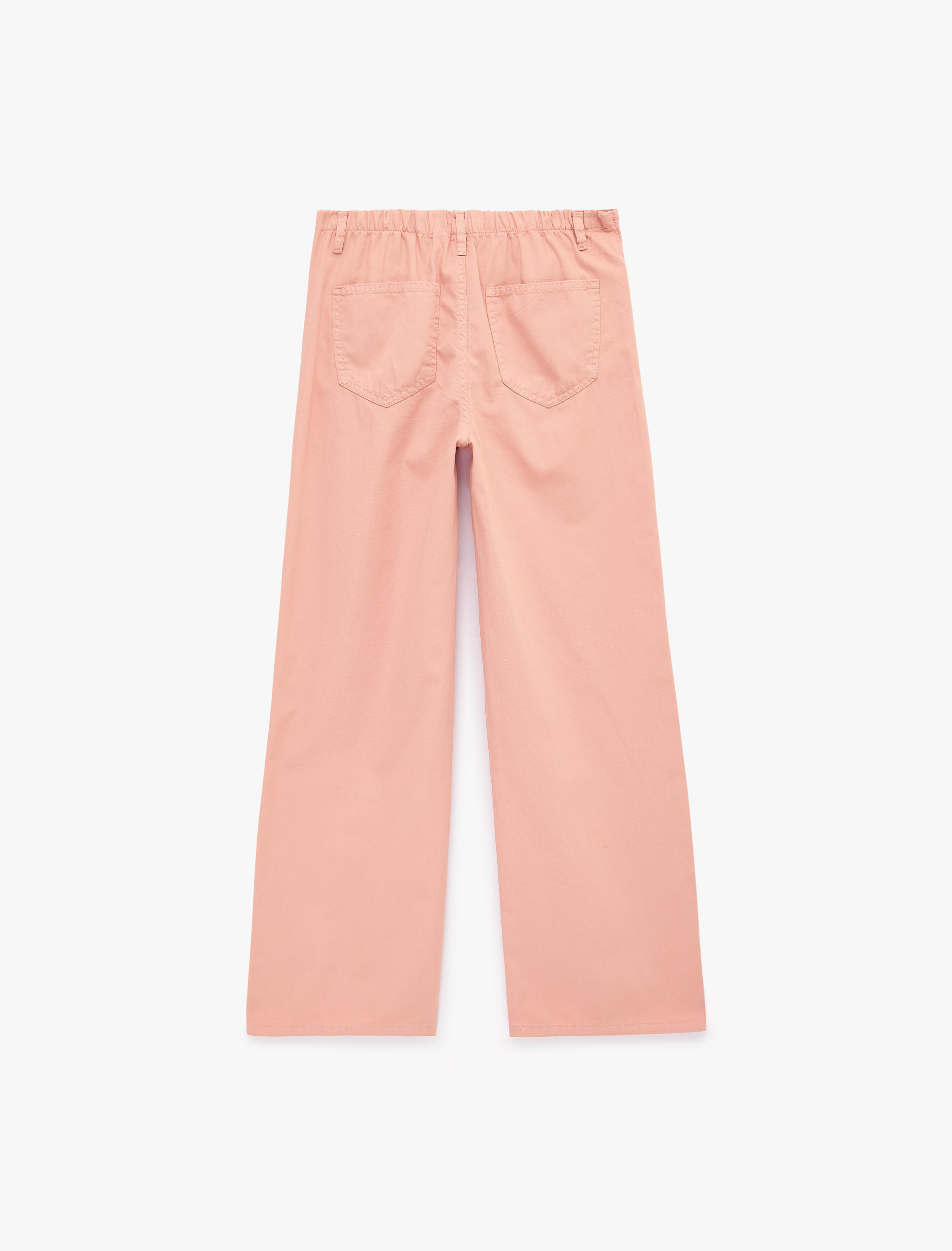   Pamuklu Cep Detaylı Beli Bağcıklı Bol Pantolon - Loose Straight Fit Jean