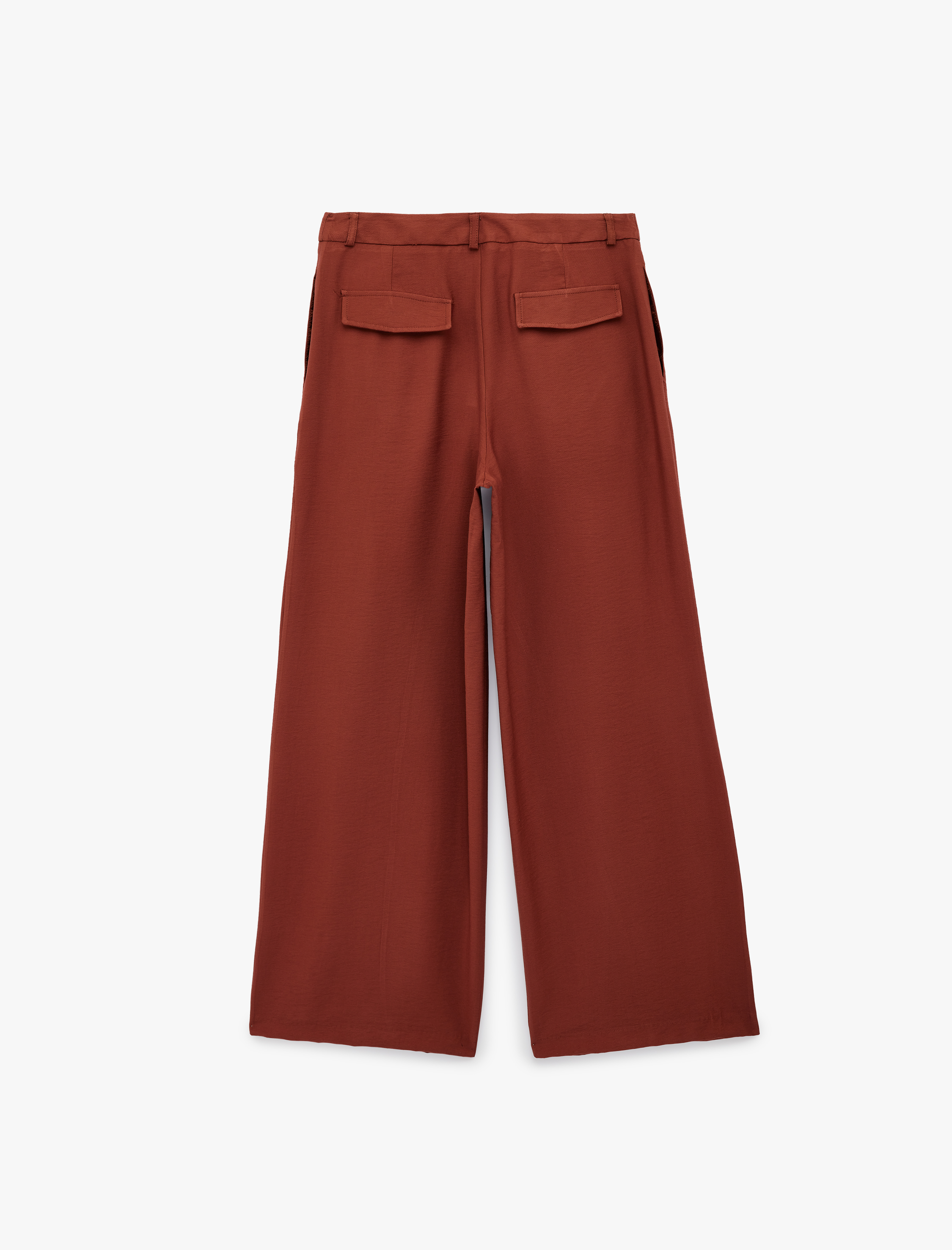   Koton X Melis Ağazat - Viskon Kumaş Cepli Çift Pile Detaylı Düz Geniş Paça Baggy Pantolon