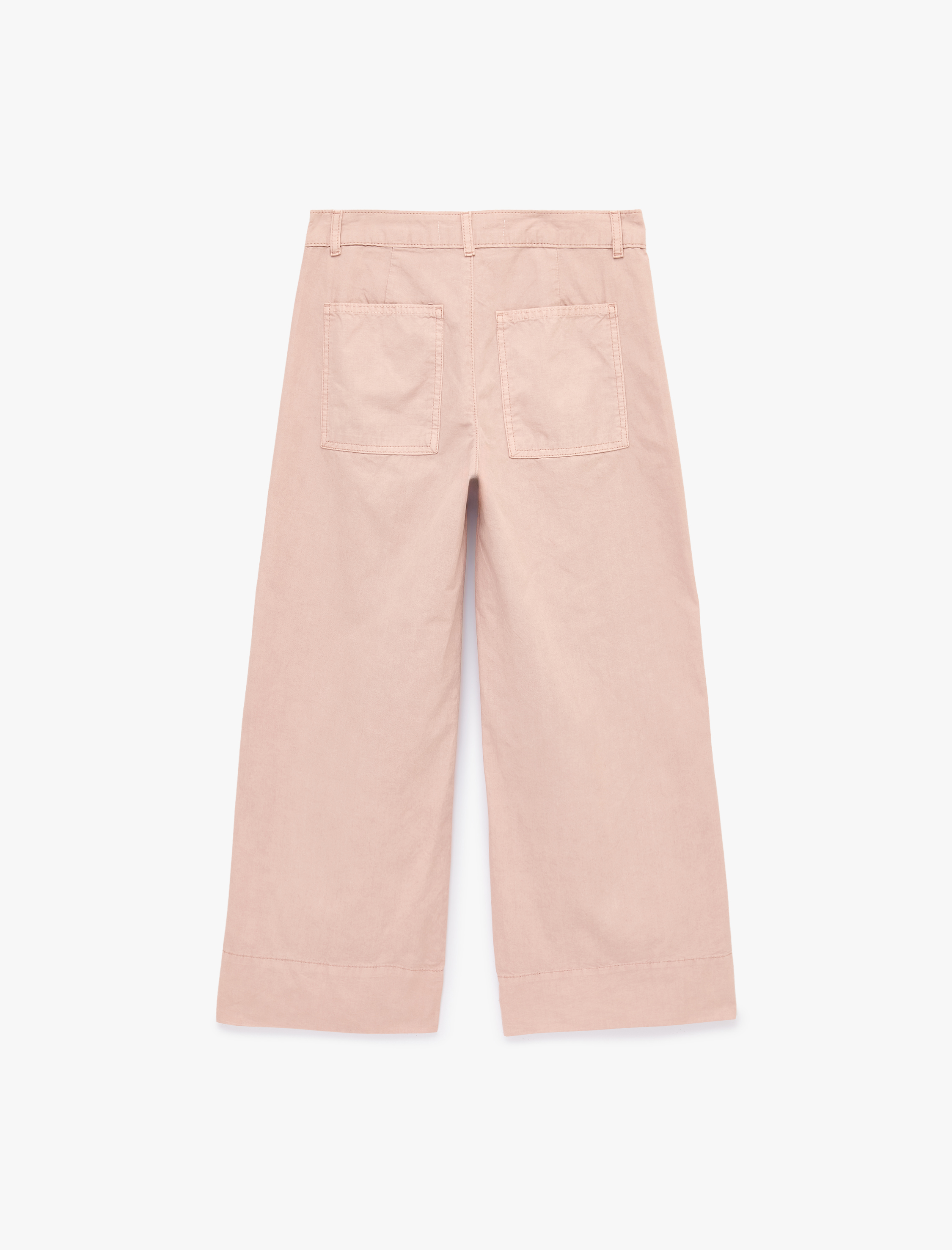   Pamuklu Düğmeli Normal Bel Cep Detaylı Bol Paça Pantolon - Culotte Jeans