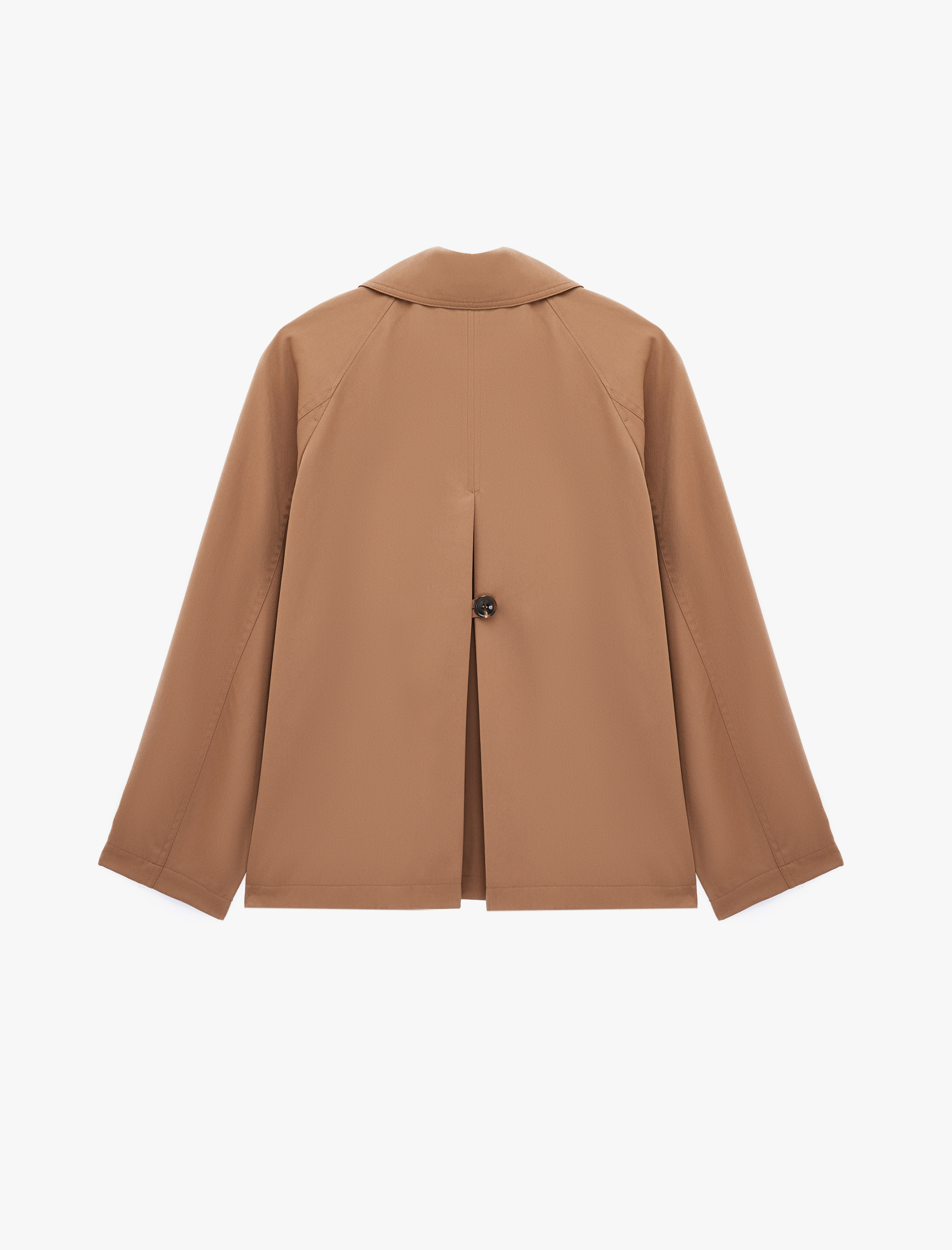   Cepli Uzun Kollu Düğmeli Kısa Gabardin Trençkot