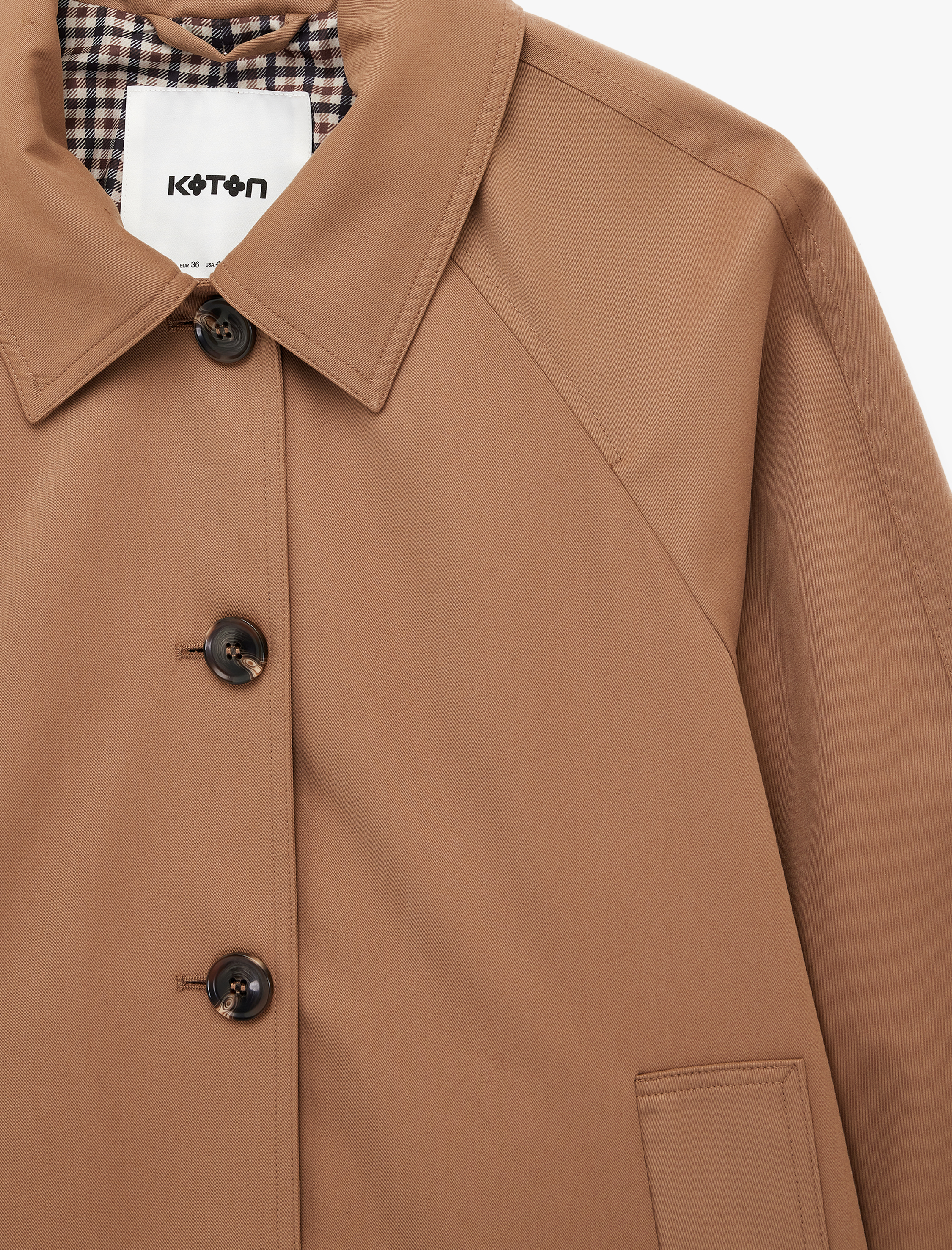  Cepli Uzun Kollu Düğmeli Kısa Gabardin Trençkot