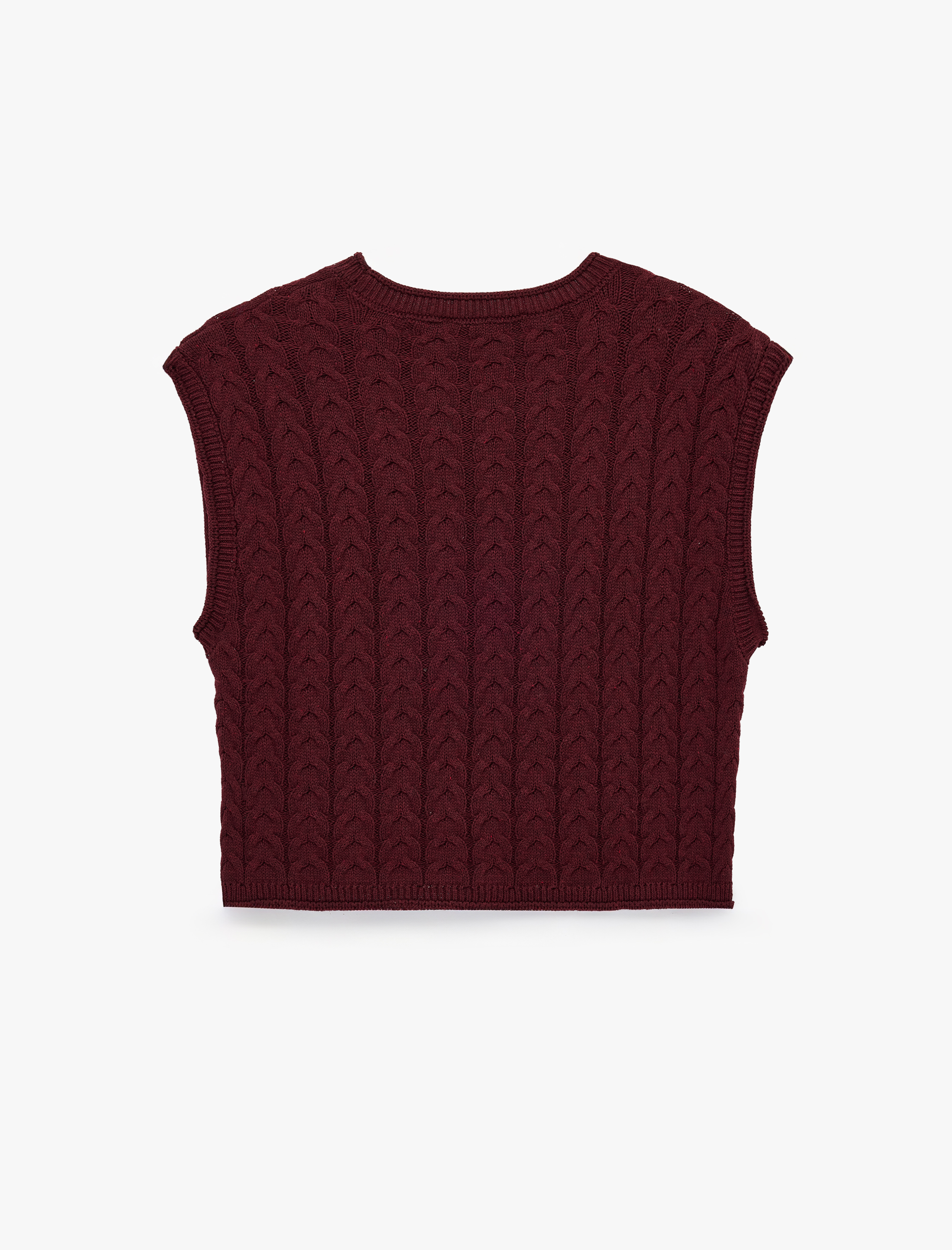   Kolsuz Bisiklet Yaka Saç Örgü Crop Süveter