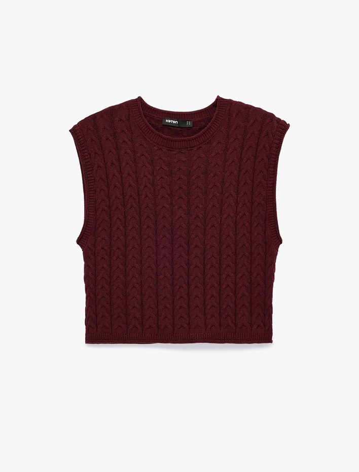  Kolsuz Bisiklet Yaka Saç Örgü Crop Süveter