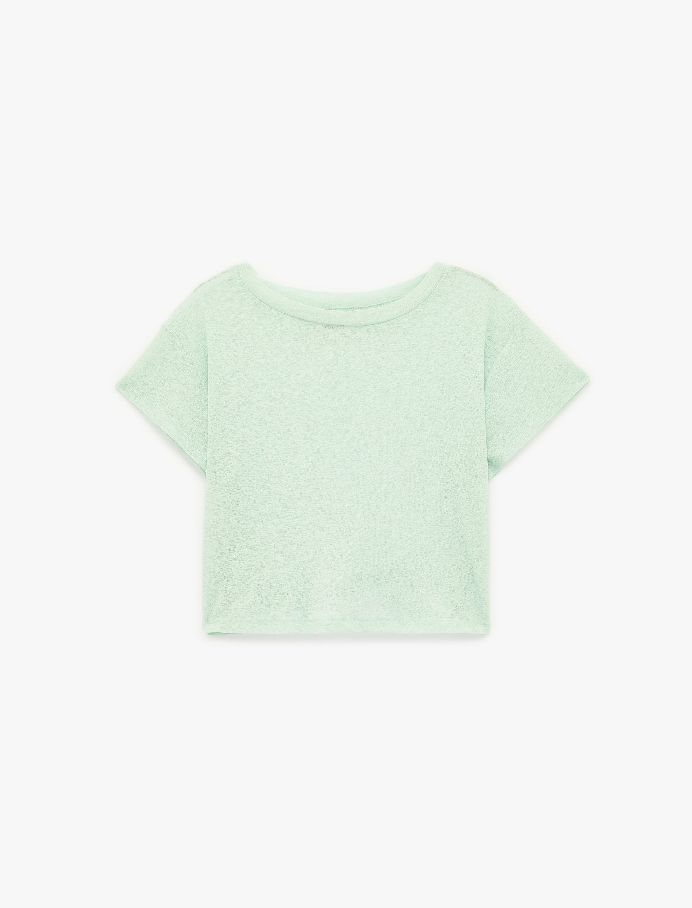  Koton X Sibil Çetinkaya - Yarı Transparan Slim Fit Kısa Kollu Bisiklet Yaka Tişört