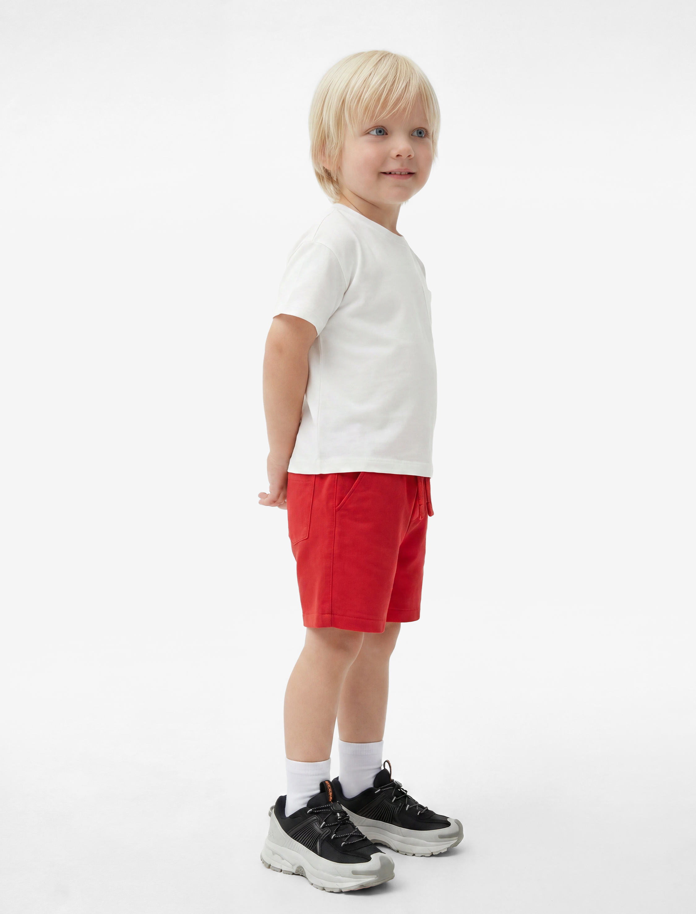  Erkek Bebek Pamuklu Beli Bağcıklı Basic Gabardin Şort
