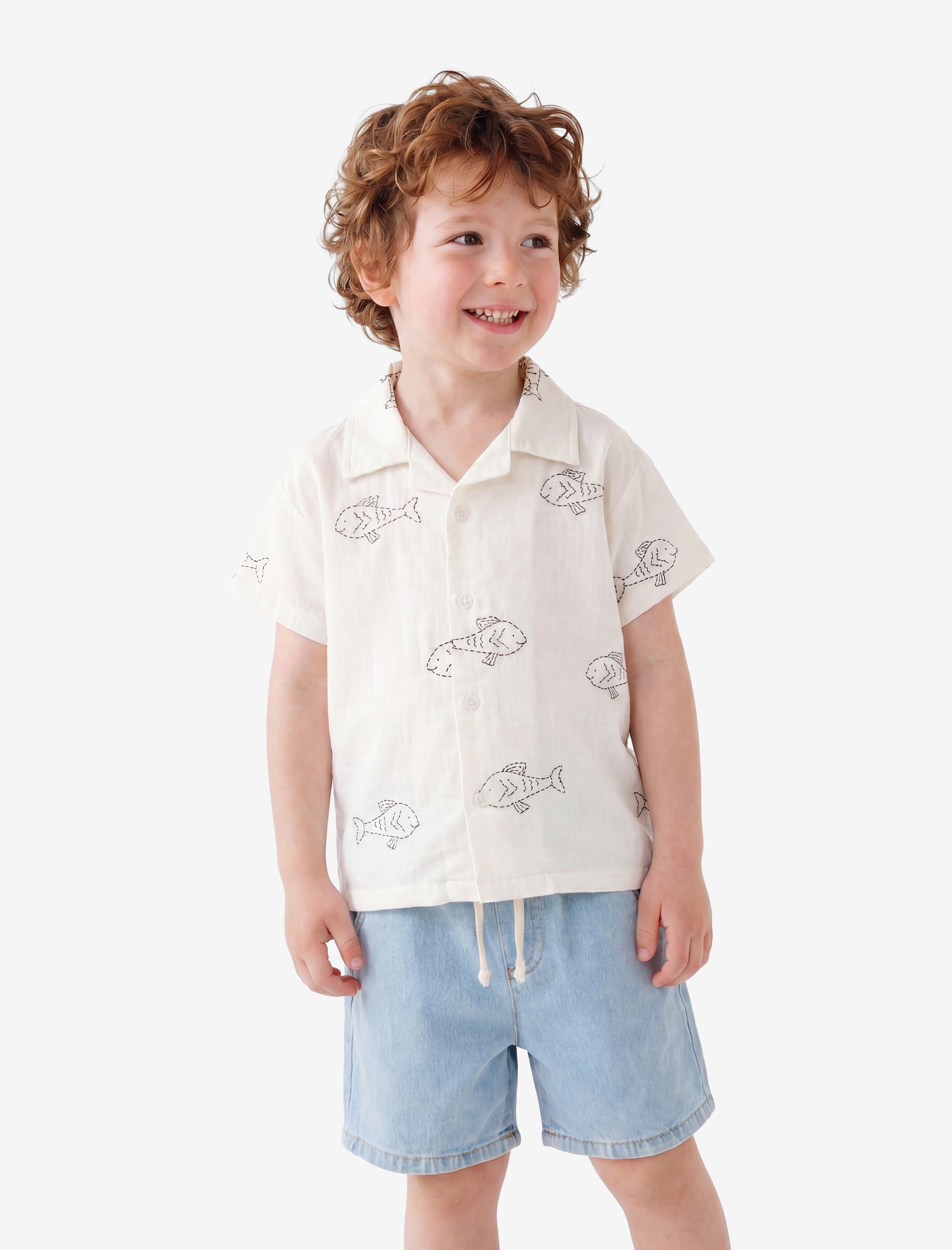  Erkek Bebek Pamuklu Cepli Beli Bağcıklı Denim Şort