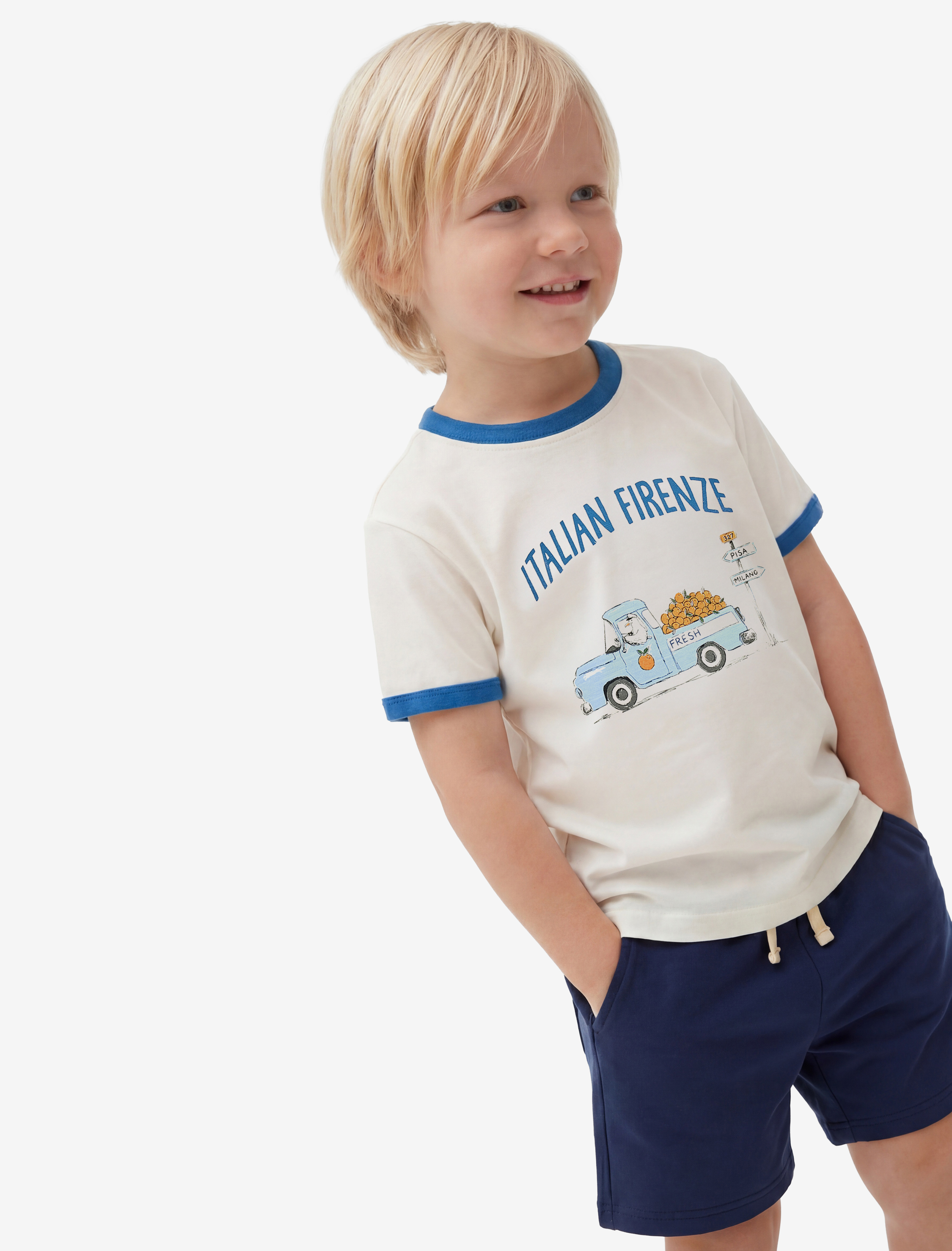  Erkek Bebek Pamuklu Kısa Kollu Bisiklet Yaka Baskılı Oversize Tişört