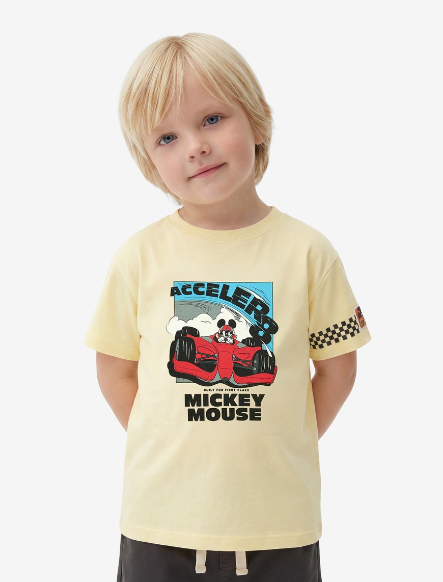Koton Erkek Bebek Mickey Mouse Baskılı Pamuklu Kısa Kollu Lisanslı Tişört