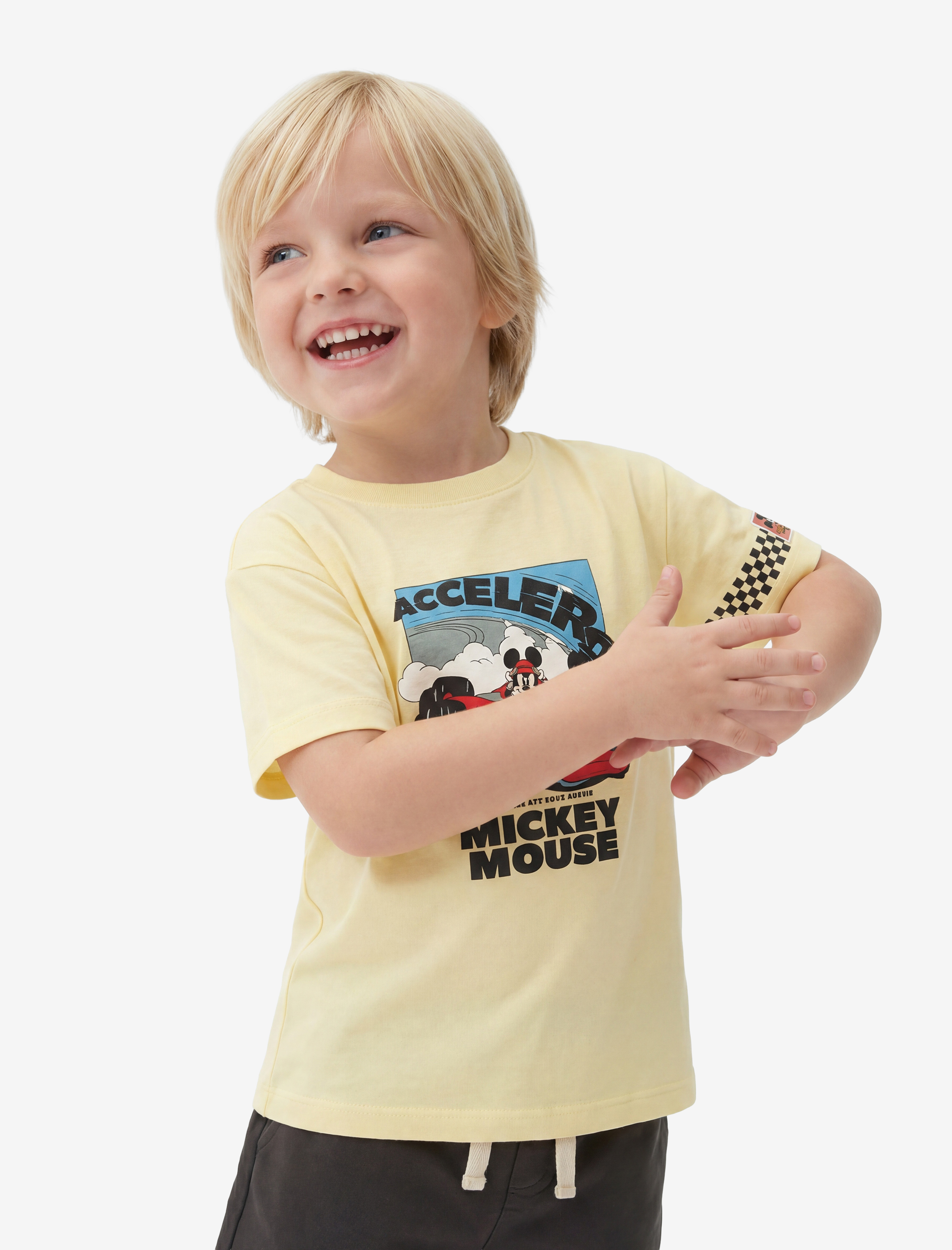  Erkek Bebek Mickey Mouse Baskılı Pamuklu Kısa Kollu Lisanslı Tişört