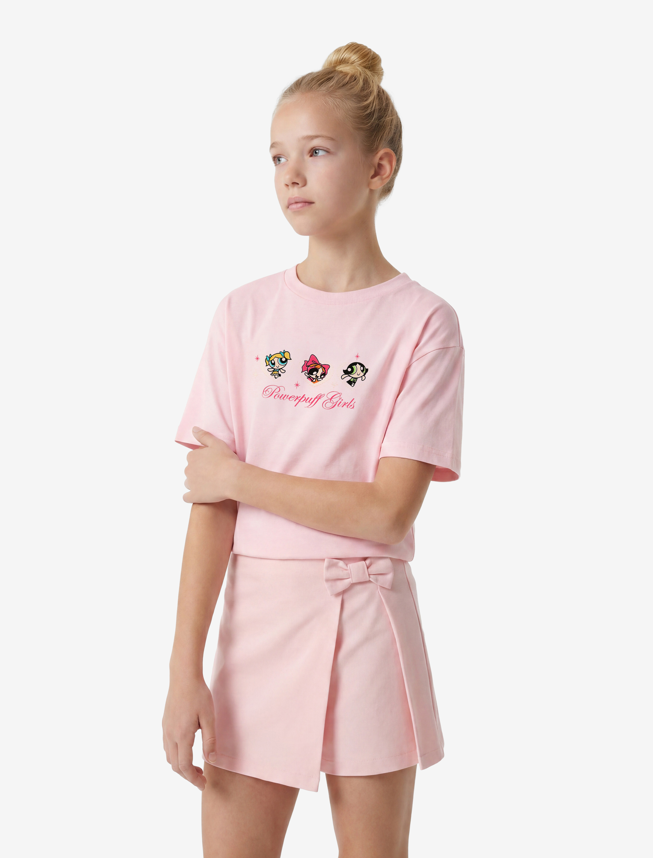  Kız Çocuk Powerpuff Girls Baskılı Pamuklu Kısa Kollu Lisanslı Tişört