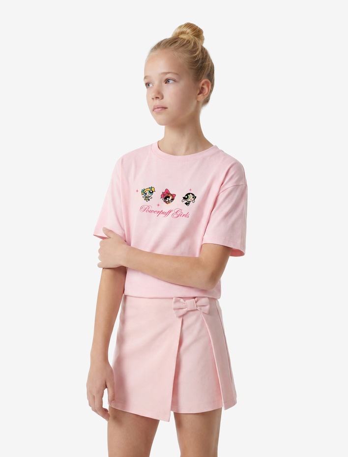 Kız Çocuk Powerpuff Girls Baskılı Pamuklu Kısa Kollu Lisanslı Tişört