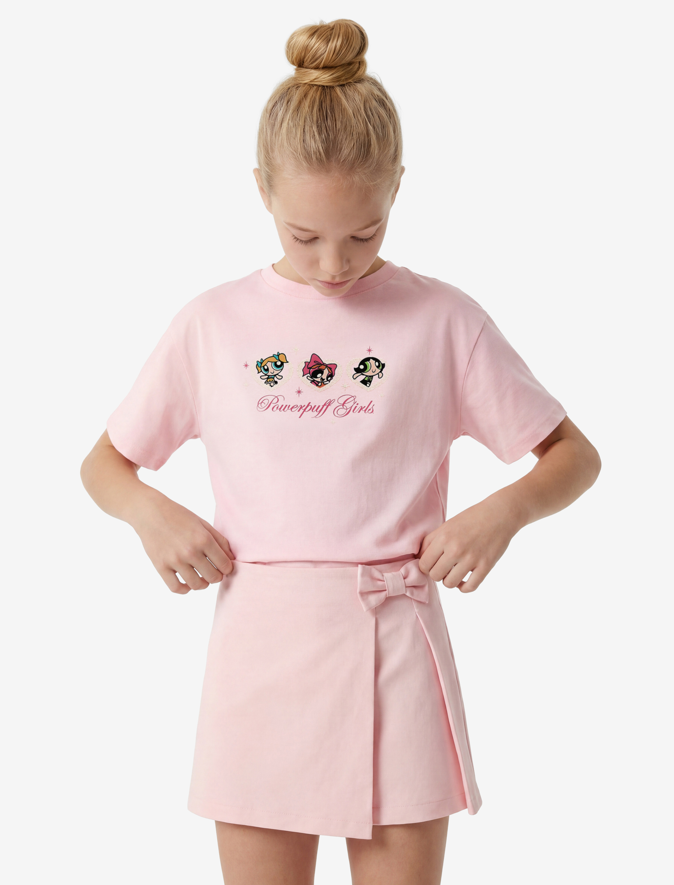  Kız Çocuk Powerpuff Girls Baskılı Pamuklu Kısa Kollu Lisanslı Tişört