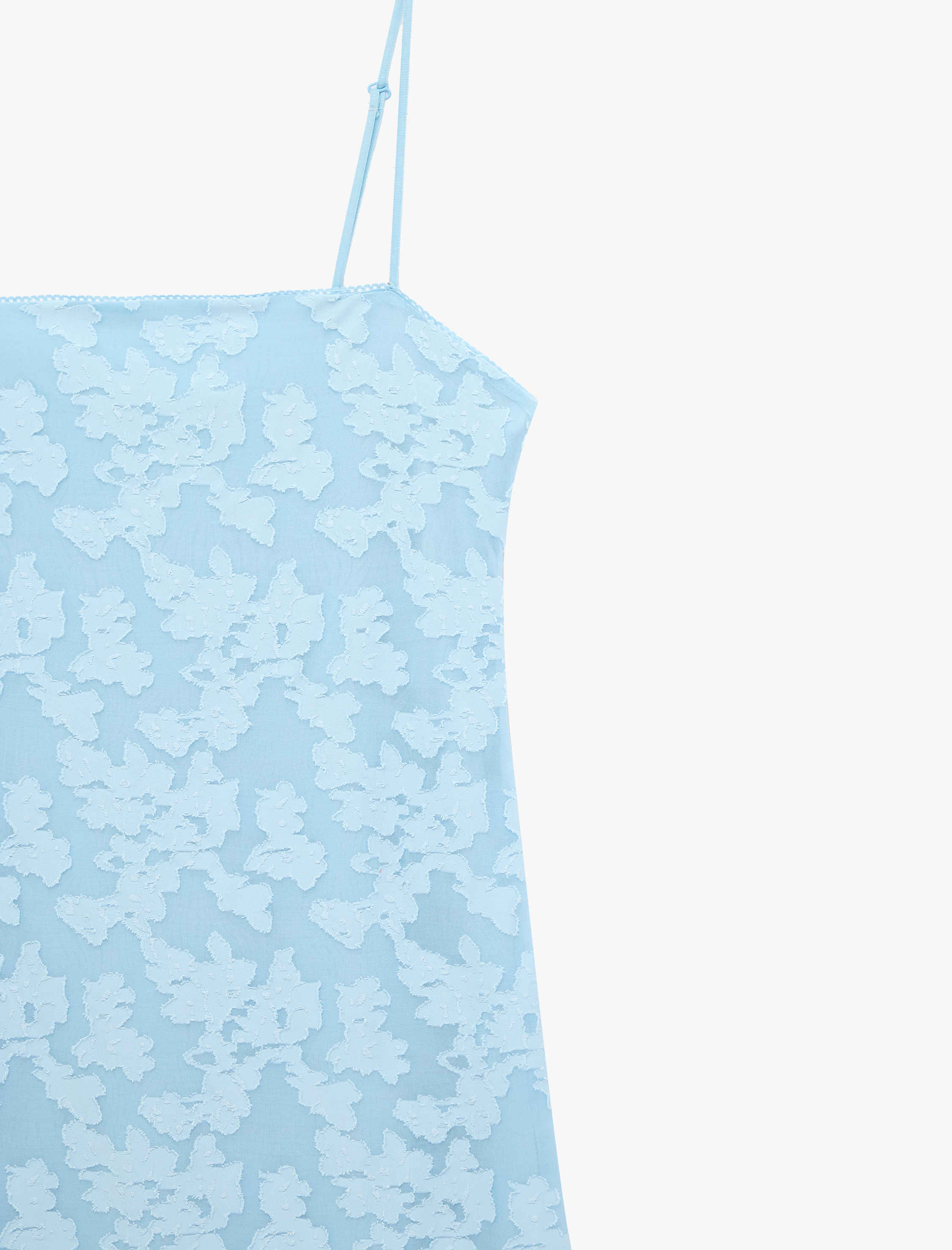   Slim Fit Floral Dantel Dokulu İnce Askılı Midi Elbise