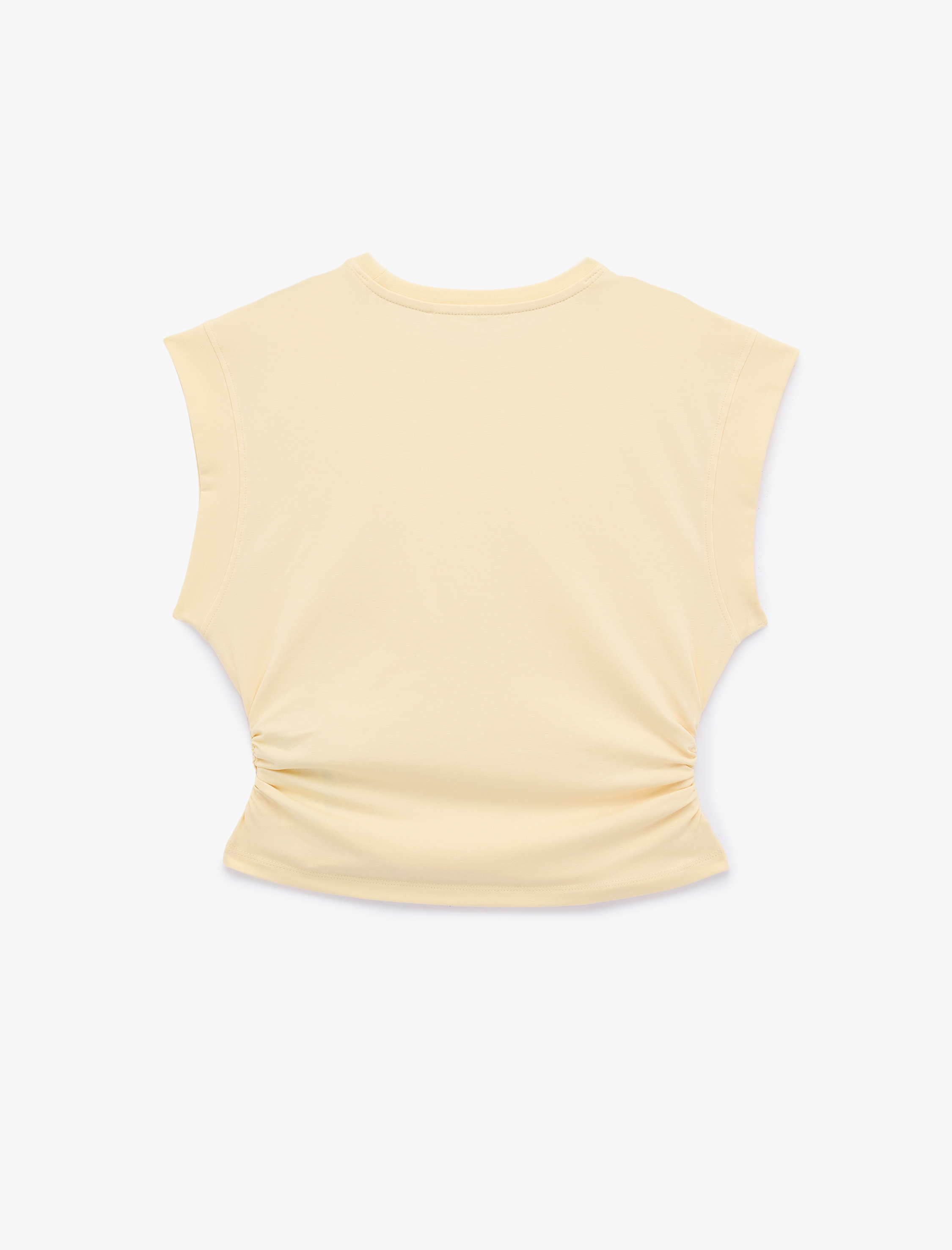   Regular Fit Pamuklu Bisiklet Yaka Kolsuz Drape Detaylı Tişört
