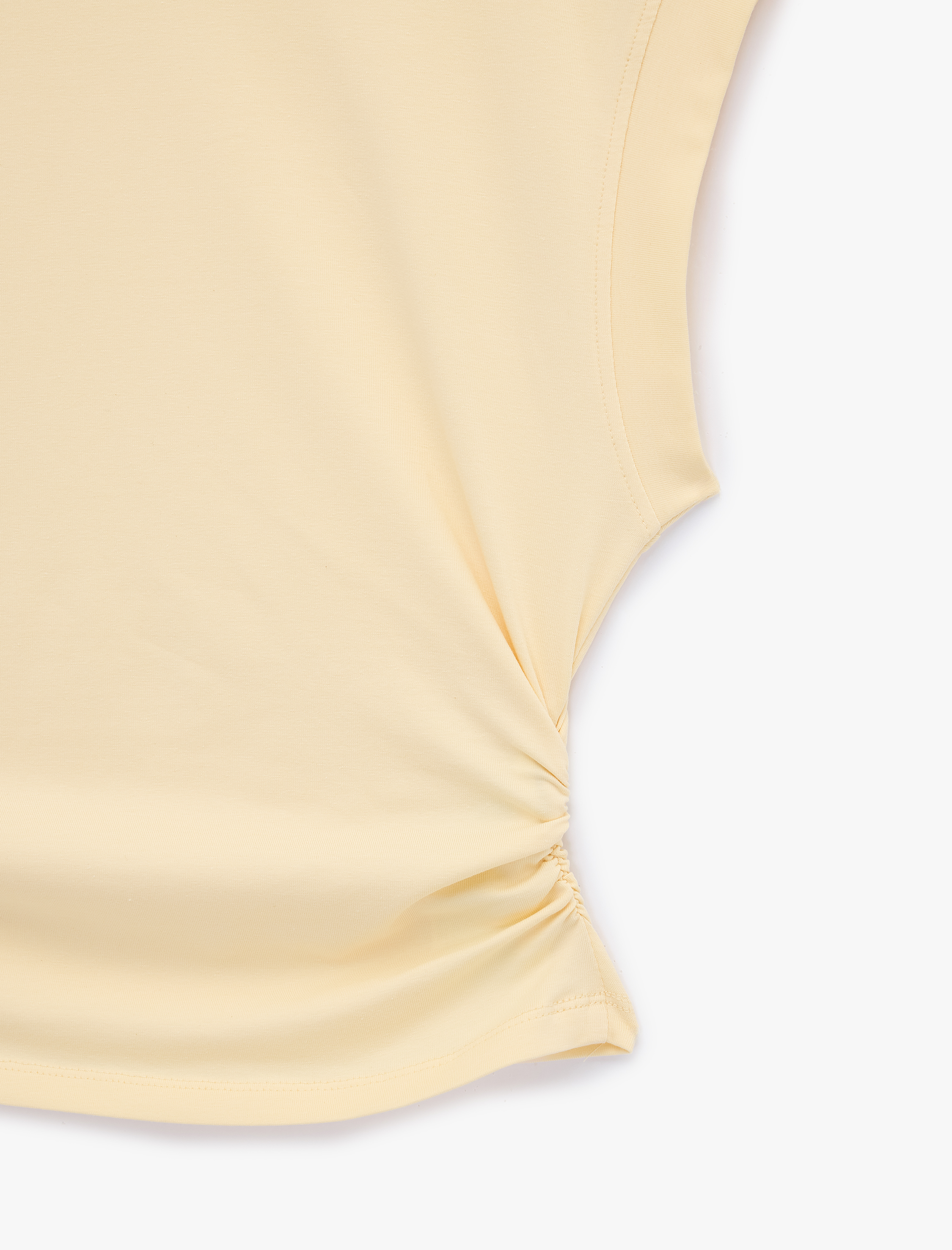   Regular Fit Pamuklu Bisiklet Yaka Kolsuz Drape Detaylı Tişört