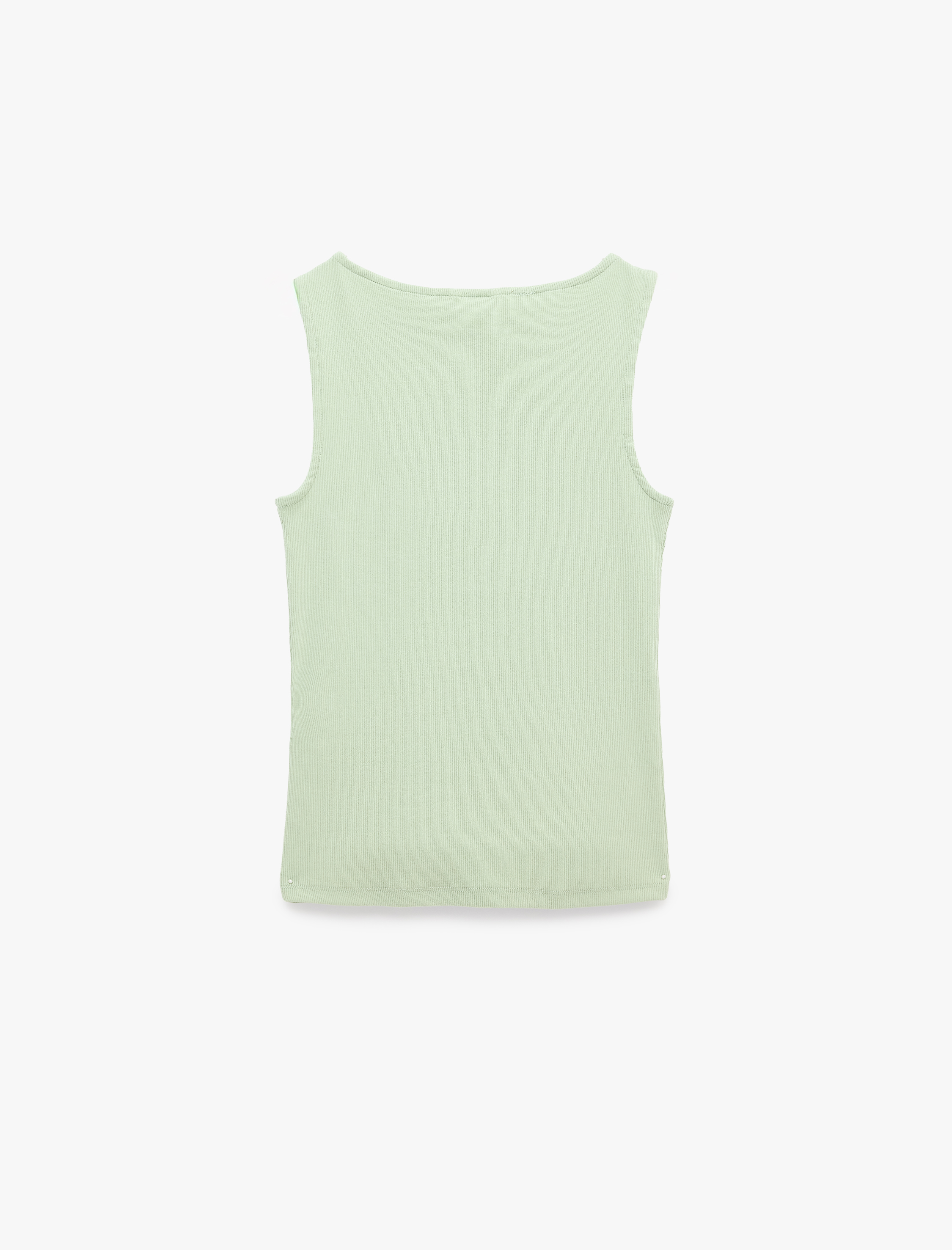   Pamuklu Slim Fit Kolsuz Kayık Yaka Bluz