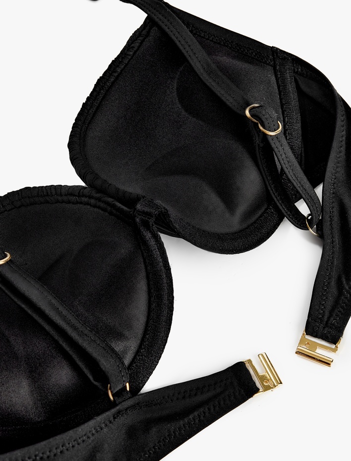  Kalp Yaka Büzgülü Push-Up Bikini Üstü