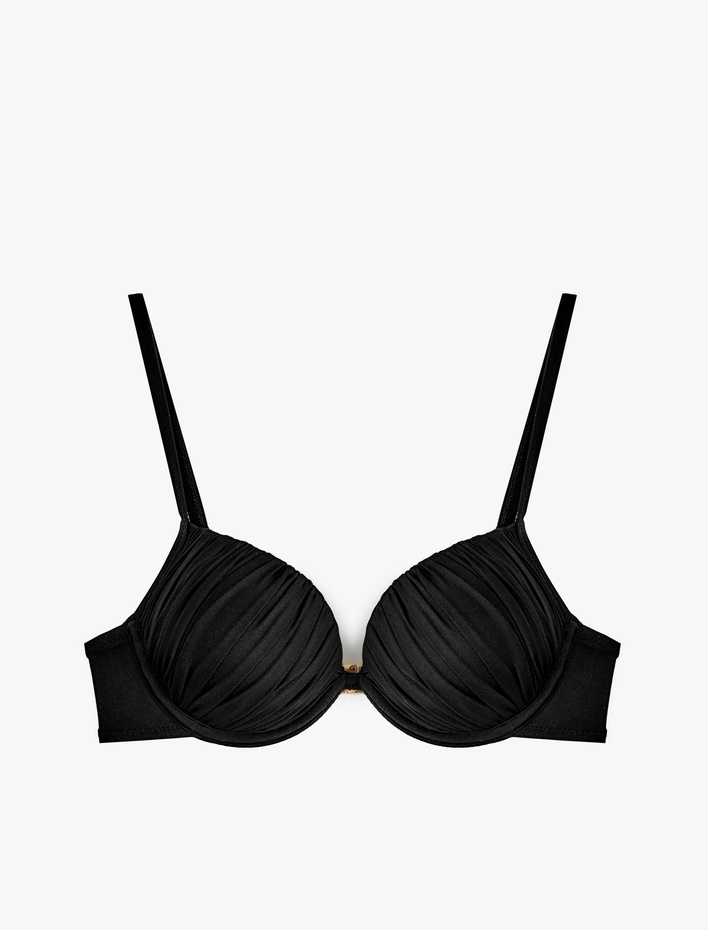  Kalp Yaka Büzgülü Push-Up Bikini Üstü