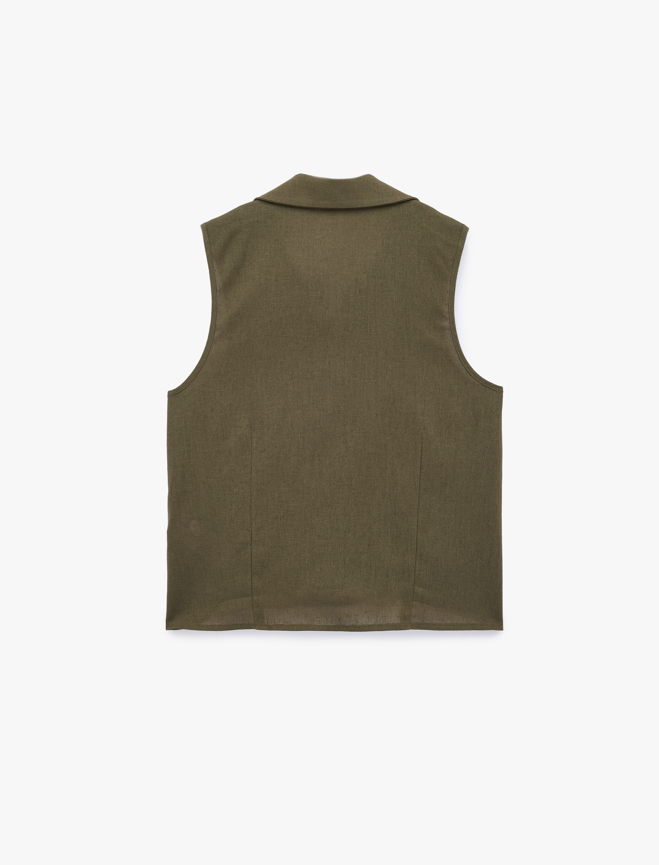   Düğmeli Slim Fit Kolsuz Keten Gömlek